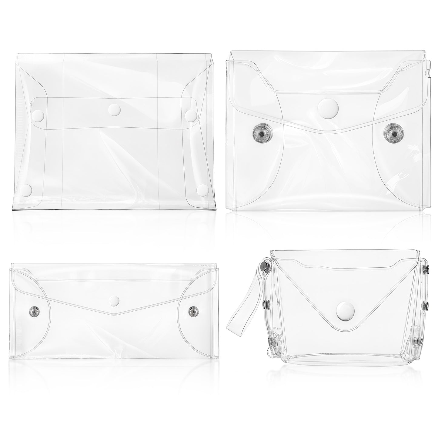 AOZUO Transparent Makeup Bag, Waterproof PVC Cosmetic Bags Portable Clear Organizer Pouches Case Multifunctional Reusable Travel Toiletry Bag with Snap Closure Different Size(4Pcs)