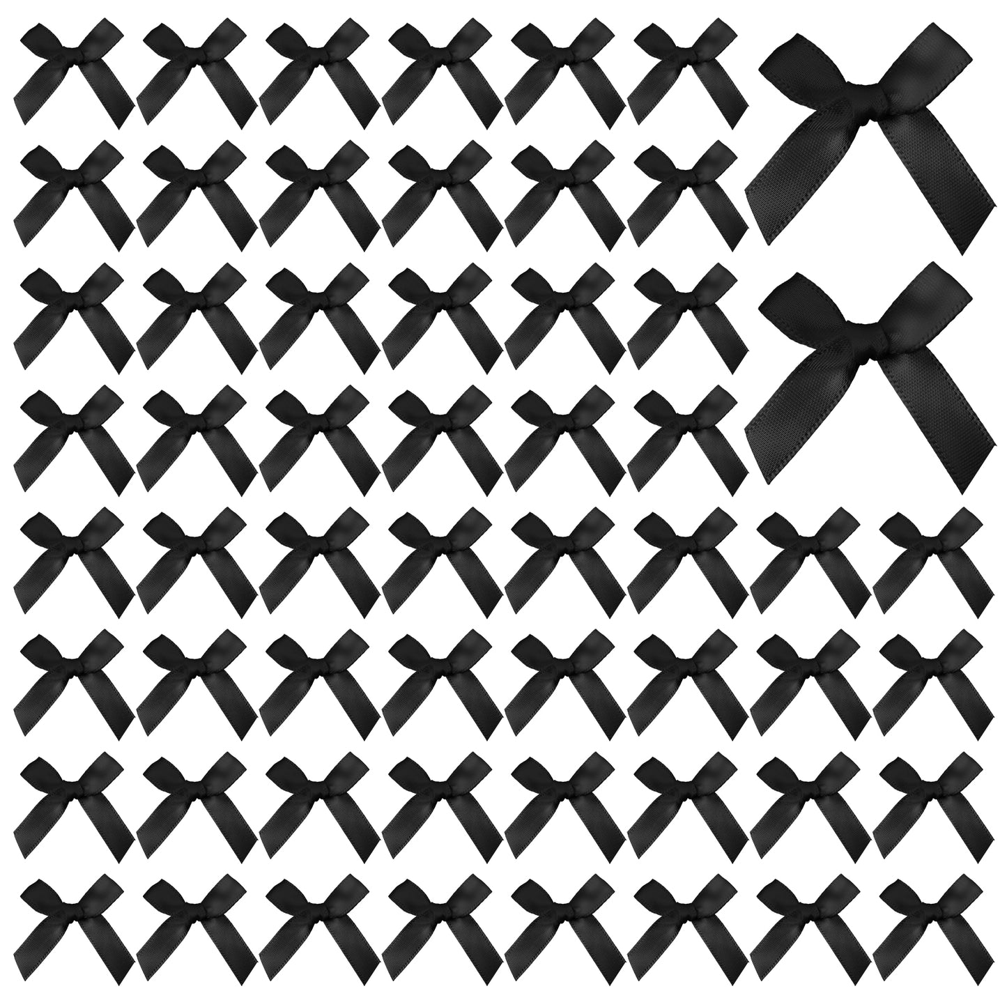JIYIN 100 Pcs Ribbon Bows, 1.57x0.4in Mini Satin Bows for DIY Crafts Cute Small Bows for Sewing Scrapbooking Christmas Wedding Gift Wrapping Candy Treat Bags Decoration(Black)