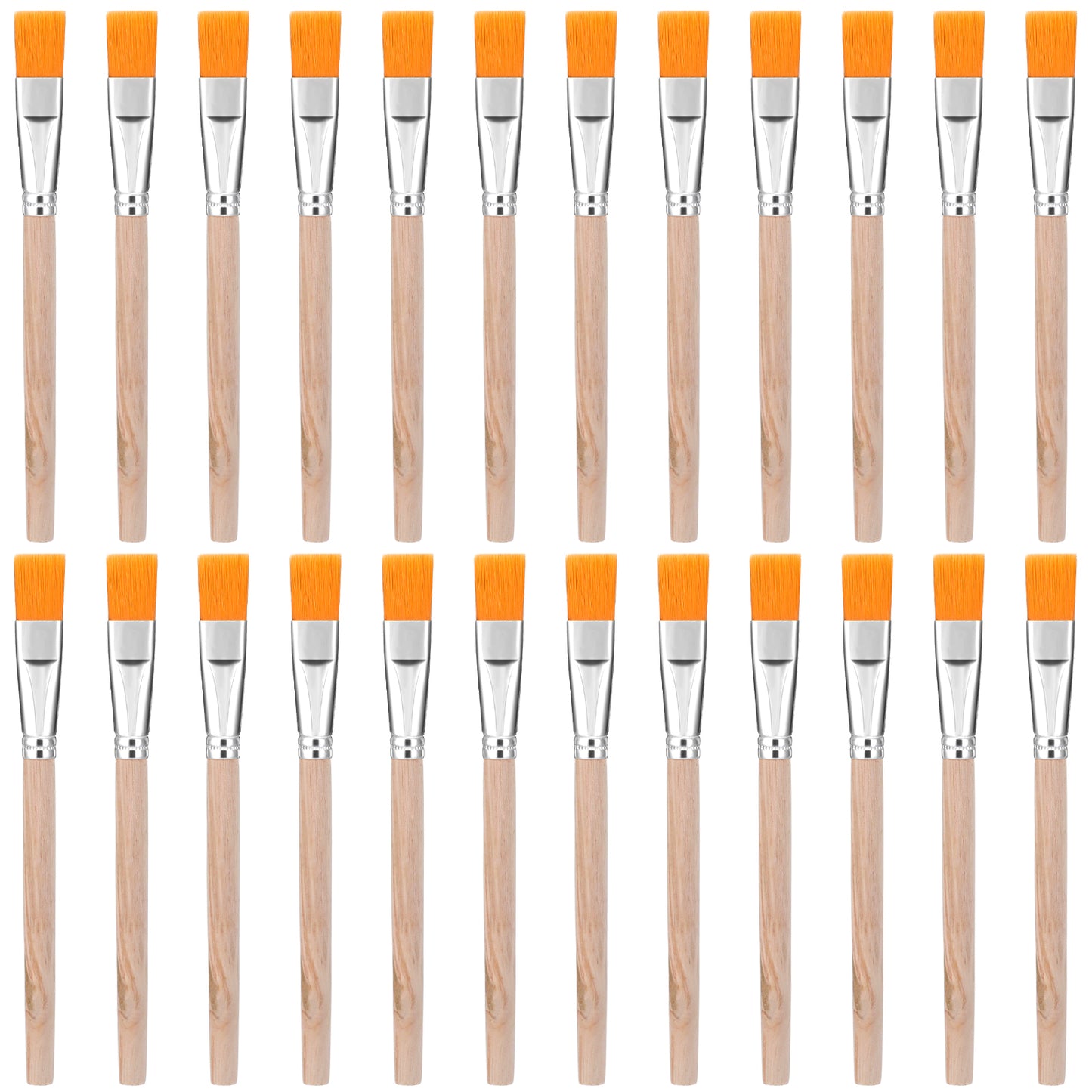 GEEHUA 24PCS Flux Brushes, 9mm Wide Glue Brush Wooden Handle Nylon Brush Solder BrushSet Small Paint Brushes for Painting Stains Glue DIY Decorating