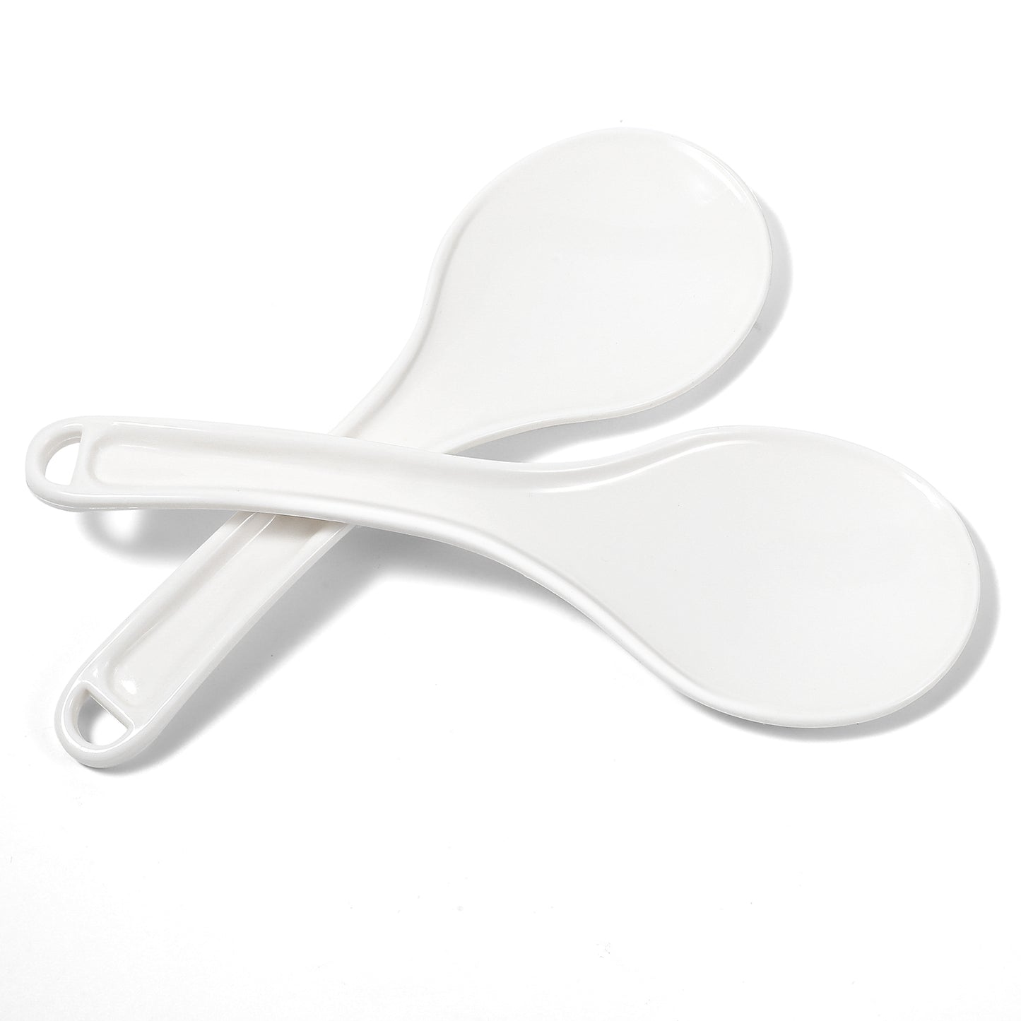 TIESOME 2PCS Plastic Rice Serving Spoon, Non-Stick Plastic Rice Spoon White Rice Paddle Rice Cooker Spoon Rice Scoops for Kitchen 7.68 Inch Rice Serving Spoon Scratch-Free Cooking Utensil