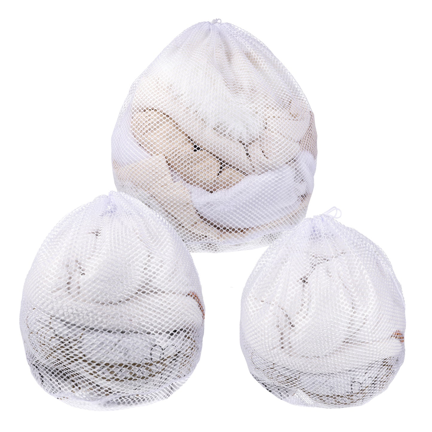 LXUEJIE 3 Pcs Mesh Laundry Bags with Drawstring, Washing Machine Mesh Wash Bags White Drawstring Garment Meshes Bag Meshes Laundry Washes Bag for Home Hotel Dorm Travel Use
