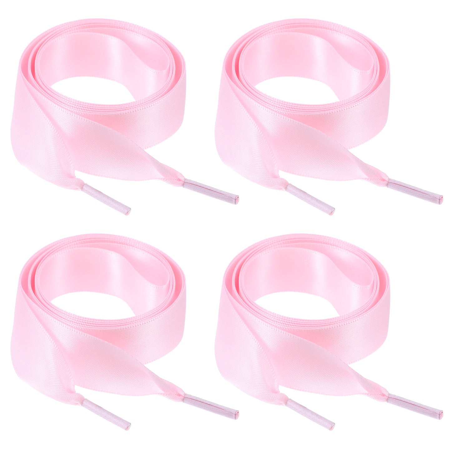 HJZHII 2 Pairs Ribbon Shoe Laces, 47" Flat Satin Shoelaces Soft Silky Shoe Ties 3/4" Wide Fashion Shoestring for Women Sneaker Skate Shoes Boots Sport Shoes(Pink)