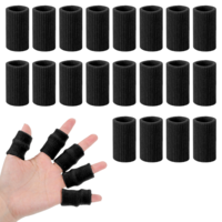 TIESOME 20 Pcs Finger Sleeves for Arthritis, Elastic Finger Compression Sleeves Thumb Splint Support, Breathable Pain Relief Protector for Tendon, Joint and Arthritis, Sports Aid (Black)