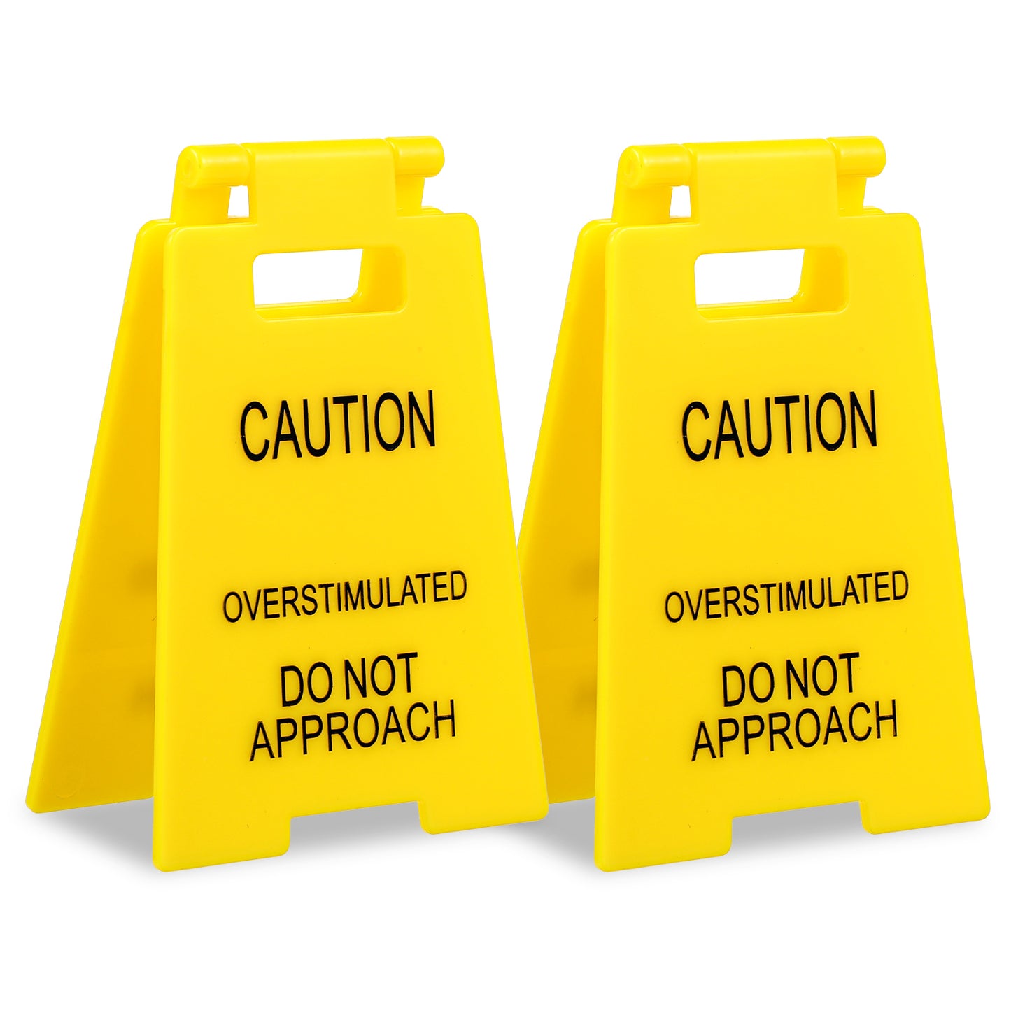 Andibro 2 Pcs Funny Office Prank Desk Sign, Mini Caution Overstimulated Do Not Approach Warning Sign for Coworkers Employees Boss Teammate Workplace Cubicle Home
