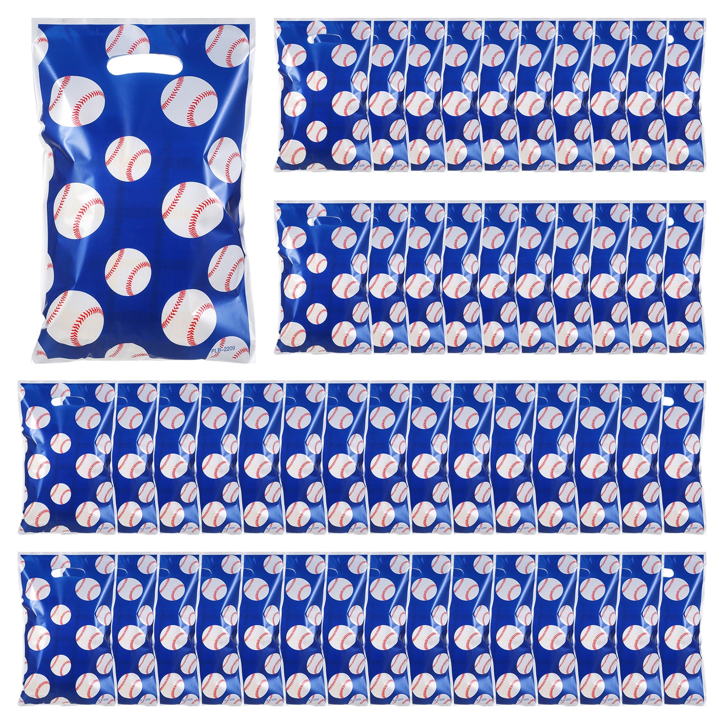 AOZUO 50pcs Baseball Gift Bags, Baseball Party Candy Goodie Bags with Handle Baseball Pattern Snack Treat Bags Sport Themed Party Favor Bags for Birthday Festival Presents Decoration Supplies