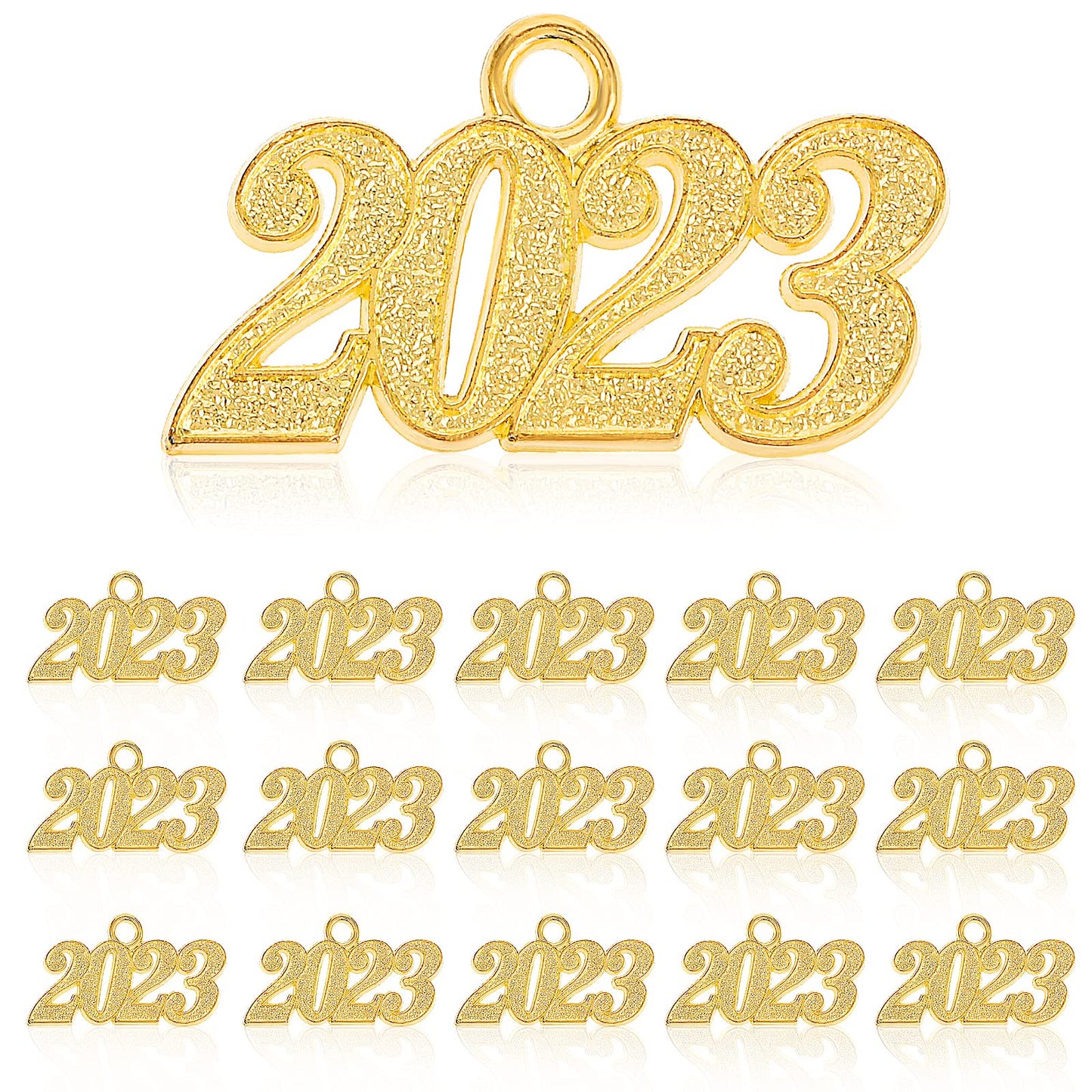 cobee 2023 Graduation Tassel Charms, 12 Pieces Golden Graduation Pendant Zinc Alloy Graduation Year Charm for Graduation Cap Tassel Jewelry Making DIY Keychain