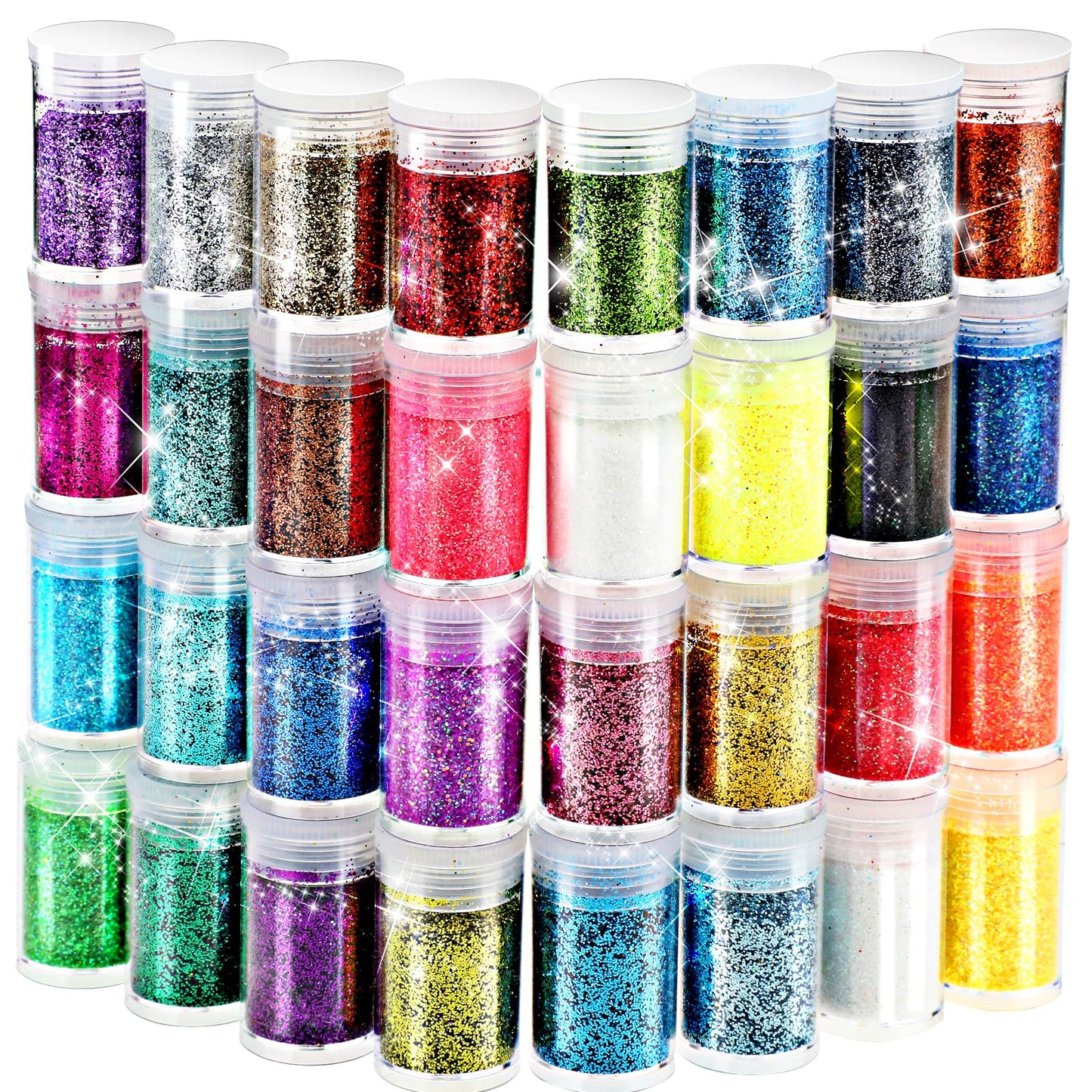 Giantree 32 Colors Glitter Sequin Set, Holographic Sequins Glitter Rainbow Sequins for Nails Hair Eyes Lips Body Halloween Makeup Glitter DIY Crafts (Colorful 1)