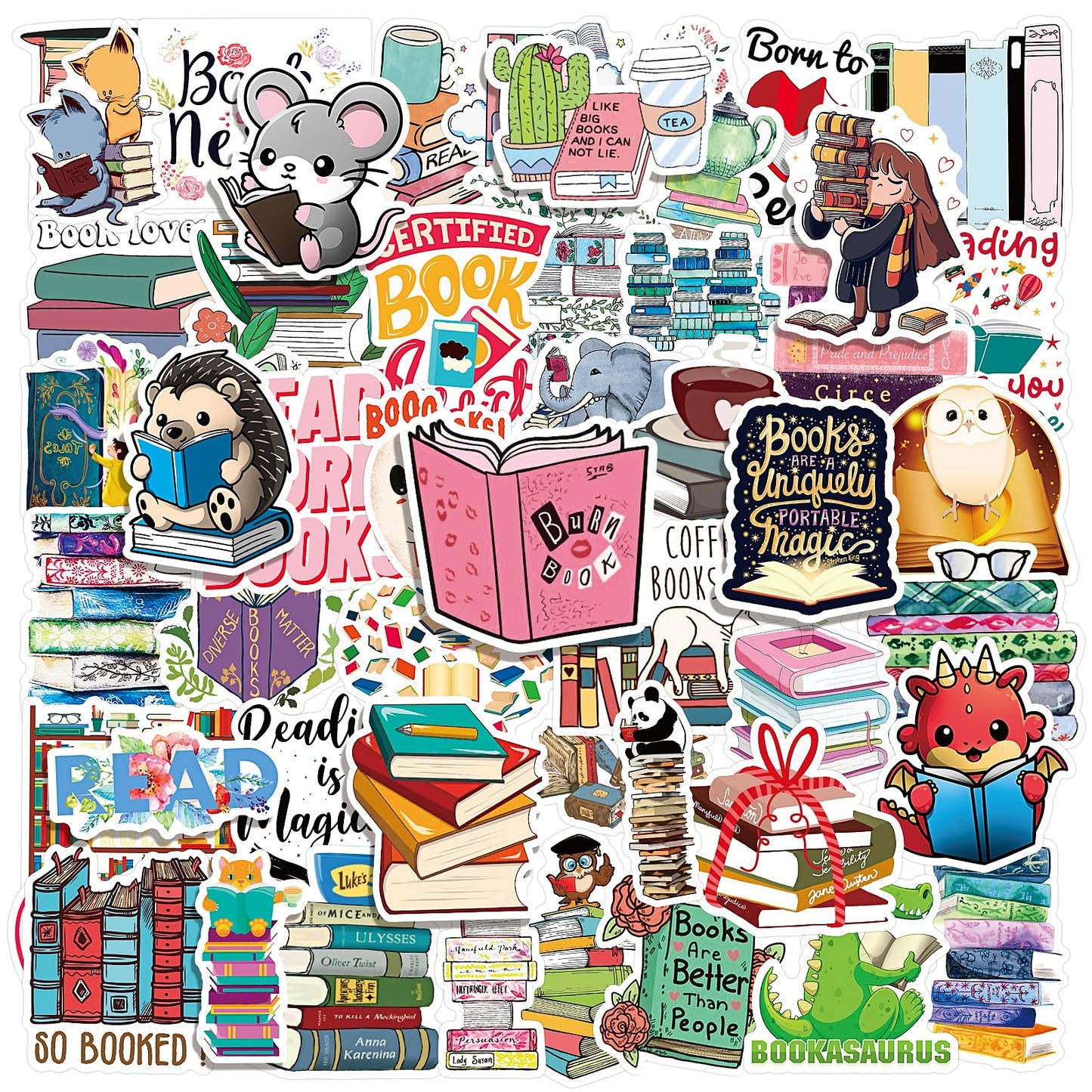 Amabro 100PCS Cartoon Motivational Quote Stickers Waterproof Aesthetic Stickers Laptop Stickers for Water Bottles, Computer, Notebook