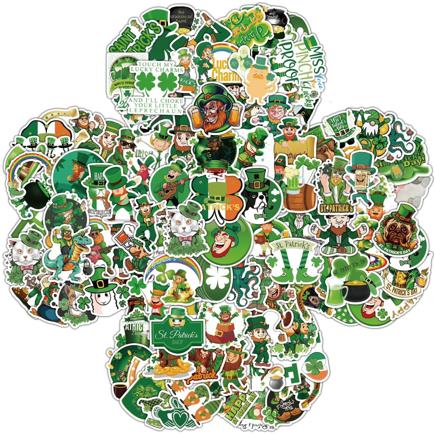 Cobee St. Patrick's Day Stickers, 100 Pcs Vinyl Waterproof Party Stickers, Cute Saint Patricks Day Stickers, Lucky St Patricks Day Labels for Laptop, Water Bottle, Skateboard, Scrapbooking, Envelopes
