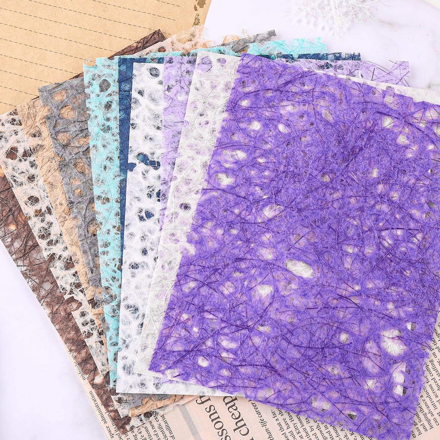 TIESOME Scrapbooking Paper, 10 Sheets A5 Craft Textured Paper Handmade Fabric Mixed Scrapbooking Supplies for Gift Wrap Decoration, Junk Journaling, Card Making, Scrapbooking