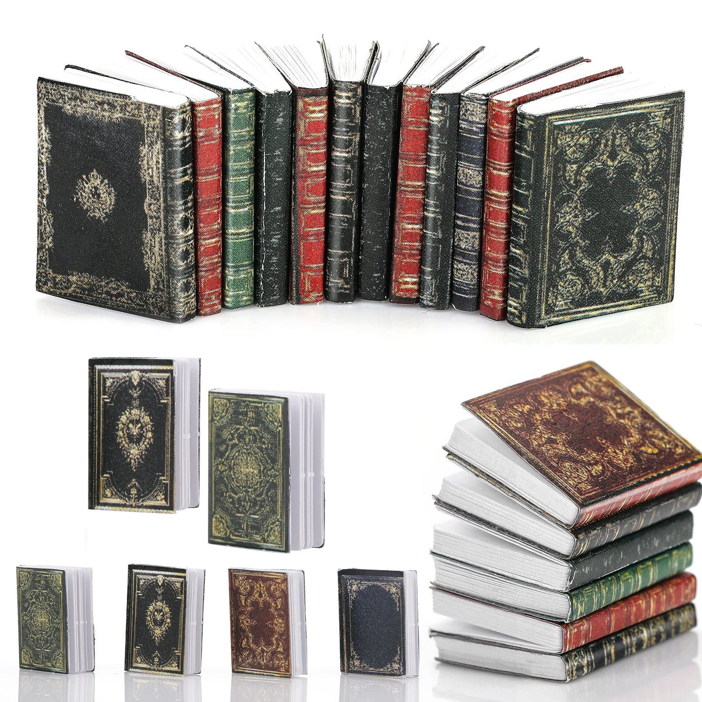 cobee Miniatures Dollhouse Books, 12 Pieces Mini Books Dollhouse Accessories 1:12 Miniatures Books Dollhouse Decoration Accessories for Dollhouse Study Room Bedroom Library (12 PCS)
