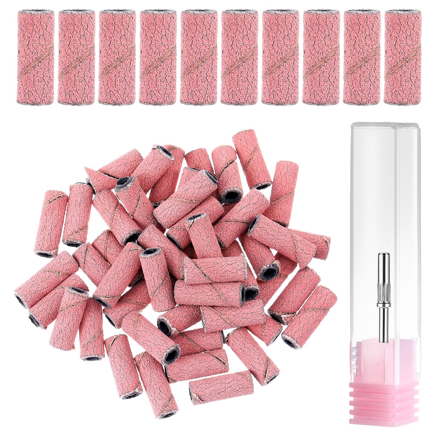 JIEYAO 100 Pcs Small Sanding Band Nail Drill Bits, Mini Cuticle Sanding Files, 180# Extra Fine Grit Nail File Sanding Bands with 3.1mm Mandrel Bit Small Bands for Acrylic Nails Gel Manicure(#240)