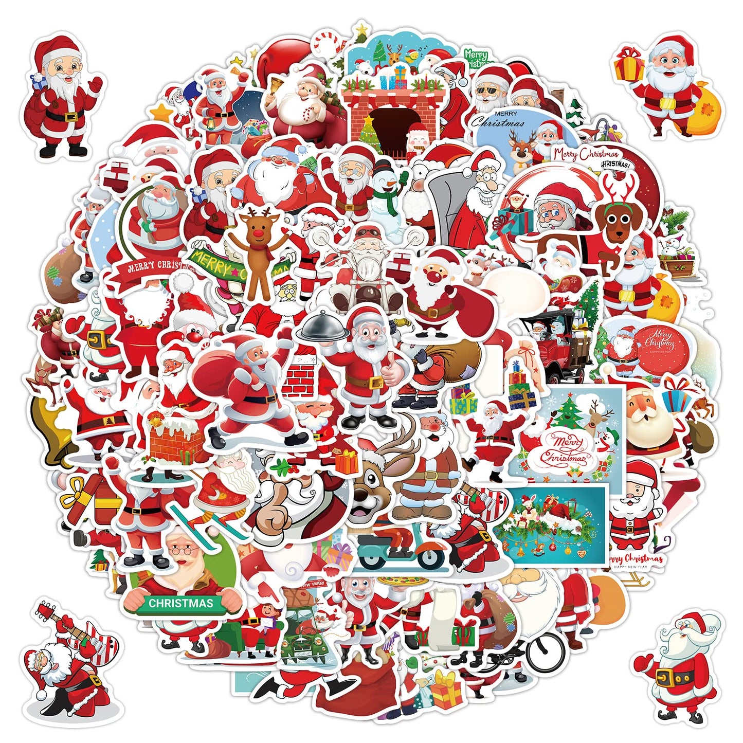 Cobee Christmas Stickers, 100 PCS Xmas Vinyl Stickers Decals Waterproof Merry Christmas Decoration Stickers Holiday Party Stickers for Water Bottles Scrapbook Laptop Party Favor