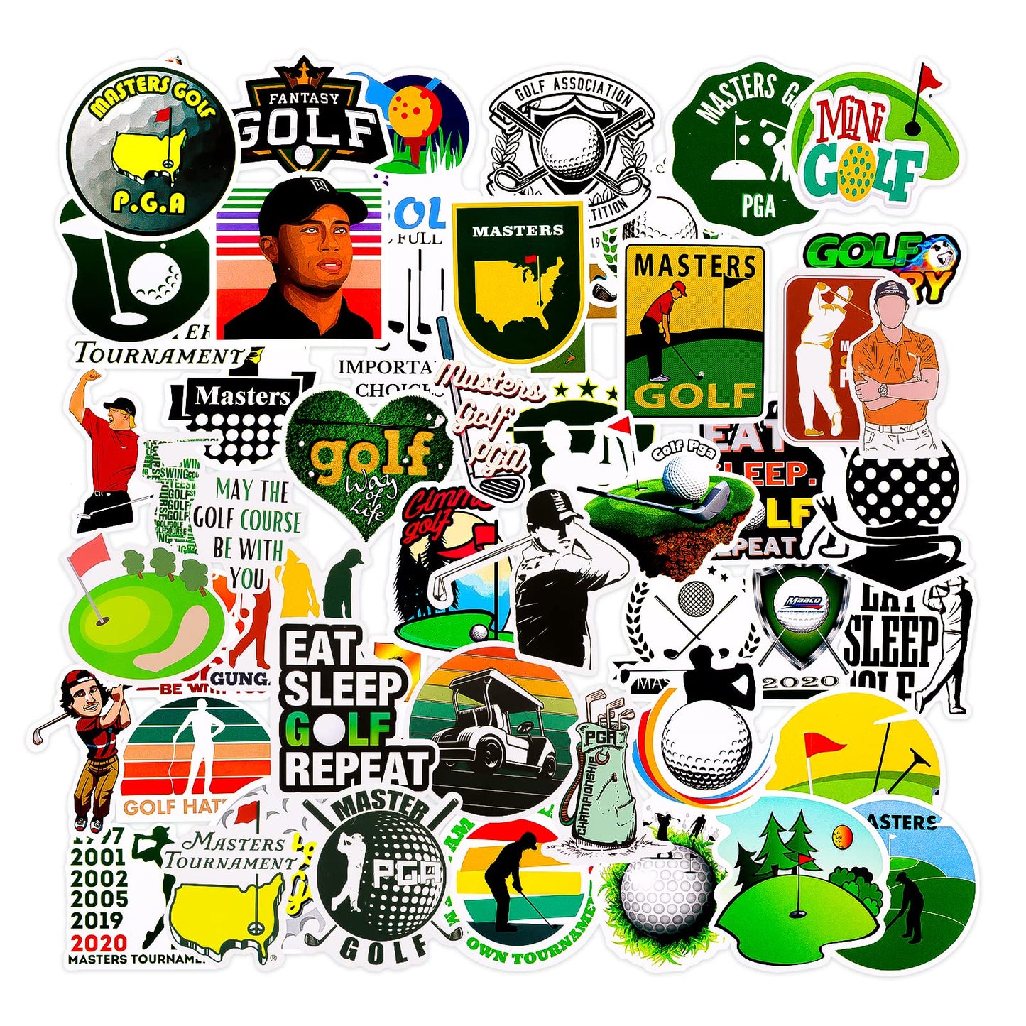 Cobee Golf Stickers Pack, 50 Pieces Sports Golf Decal Pack Waterproof Vinyl Stickers Golf Graffiti for Water Bottle Laptop Guitar Skateboard Car Bike
