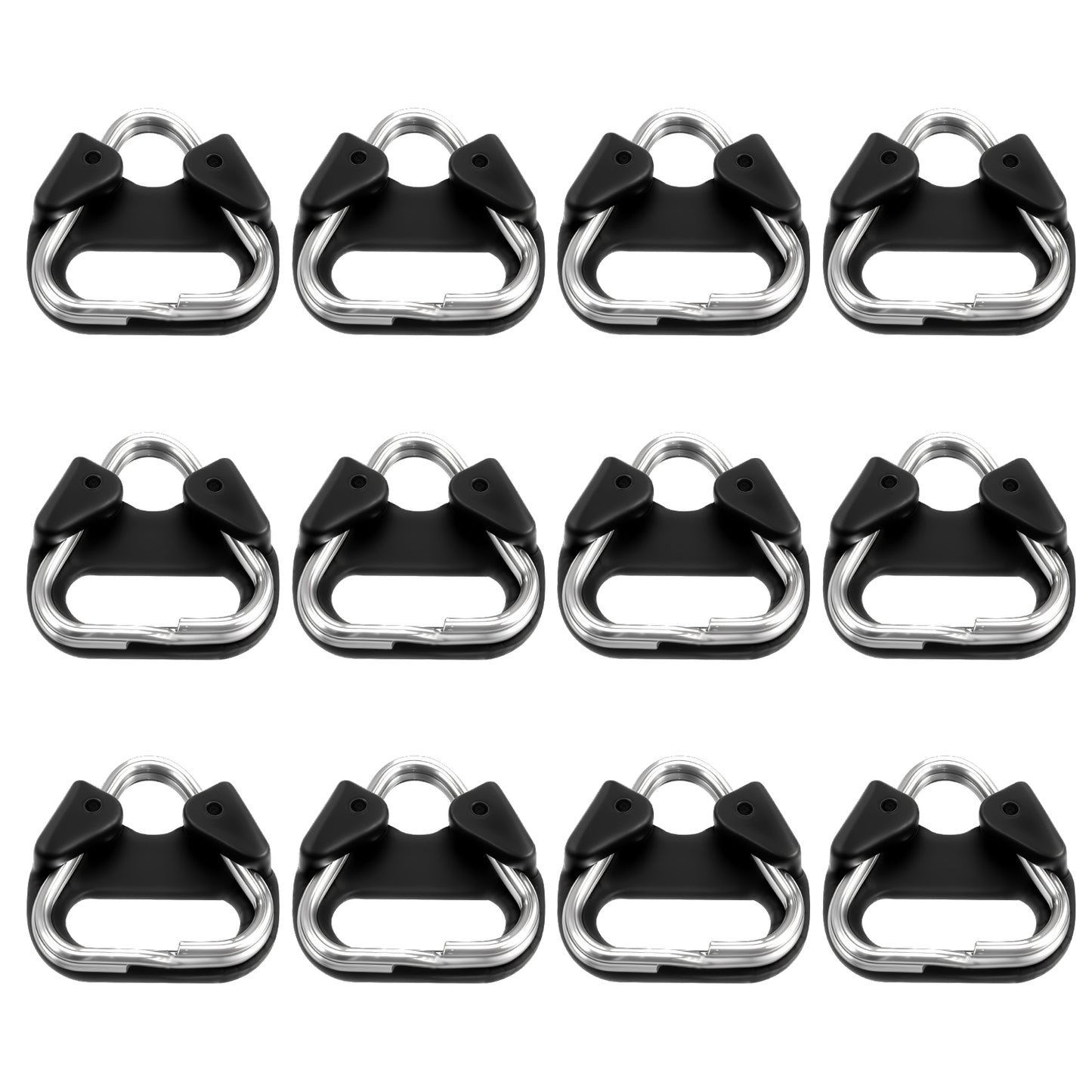 Yuanchu 12Pcs Stainless Steel Triangle Split Rings, Compatible Camera Strap Adapter Hook Lug Ring with Plastic Cap for Cameras Shoulder Strap Belt Hook Lanyard