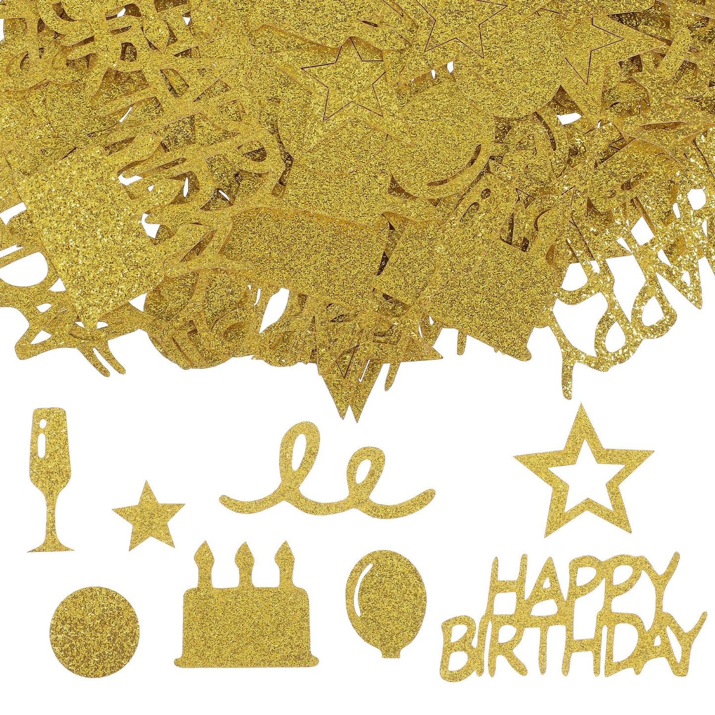 Amabro 200 Pieces Happy Birthday Decoration Confetti Table Decoration Sprinkle Decoration Glitter Paper Birthday Decoration Golden Scatter Decoration for Parties and Anniversaries (Gold)