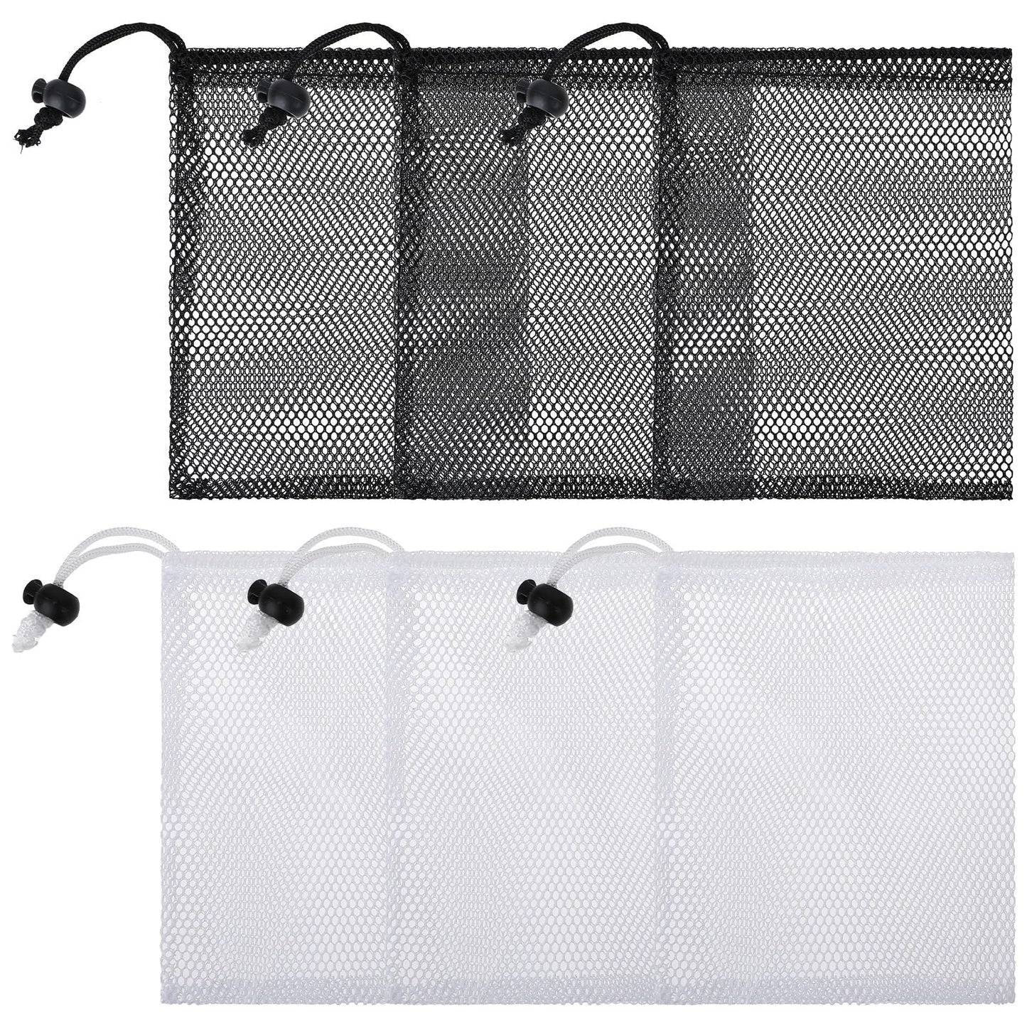 Bewudy 3 Pcs Mesh Drawstring Bags, Storage Mesh Bags with Cord Lock, Small Mesh Bags for Little Toys and Candy Organizing(7.9 x 5.9 Inch)