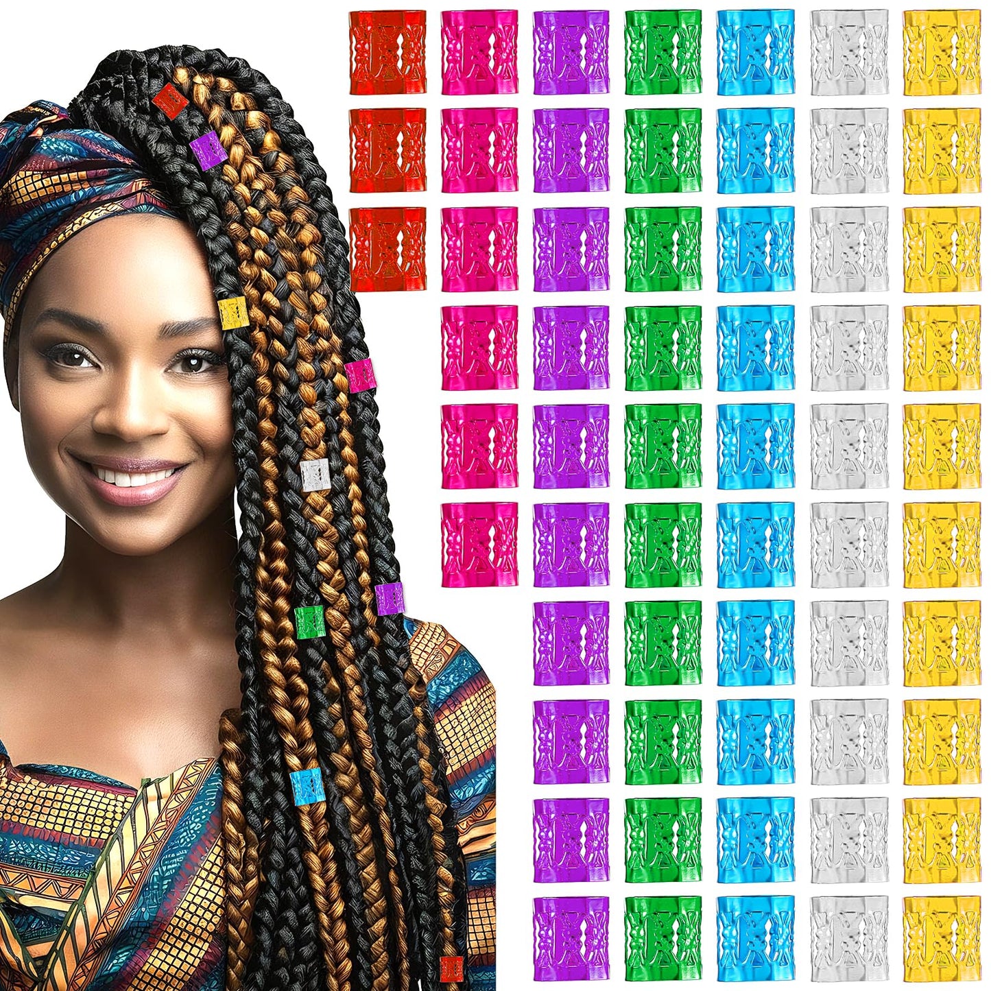Andibro 200 Pcs Dreadlocks Beads Aluminum Hair Rings for Braids Hair Clips Braiding Ring Adjustable Metal Cuffs Braiding Hair Accessories