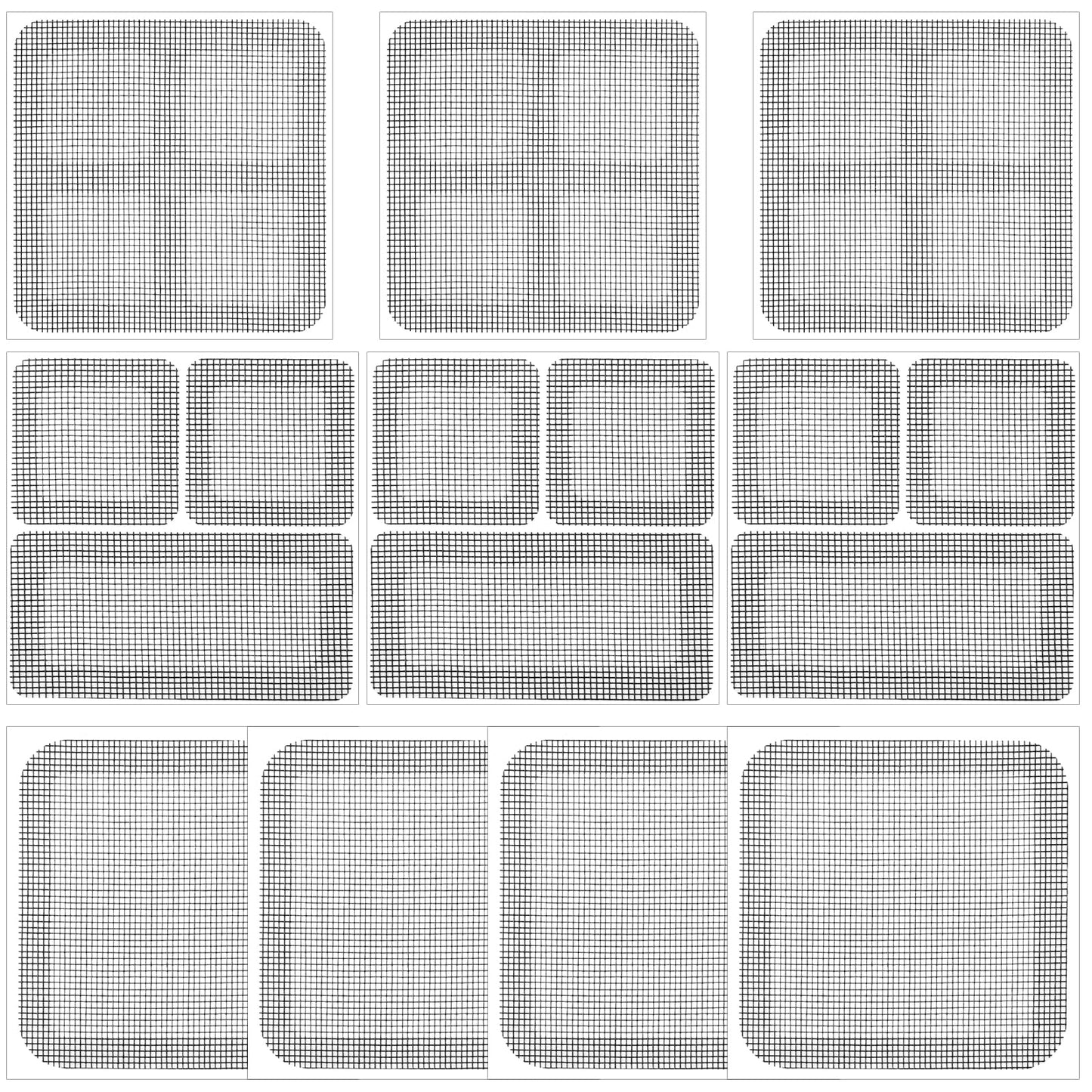 Amabro 10 Sheets Window Screen Repair Patches, 3-Layer Strong Self-Adhesive Window Screen Mesh Repair Kit Fiberglass Screen Quick Repair Tape for Screen Tears Holes Repairing, 3 Sizes(Gray)