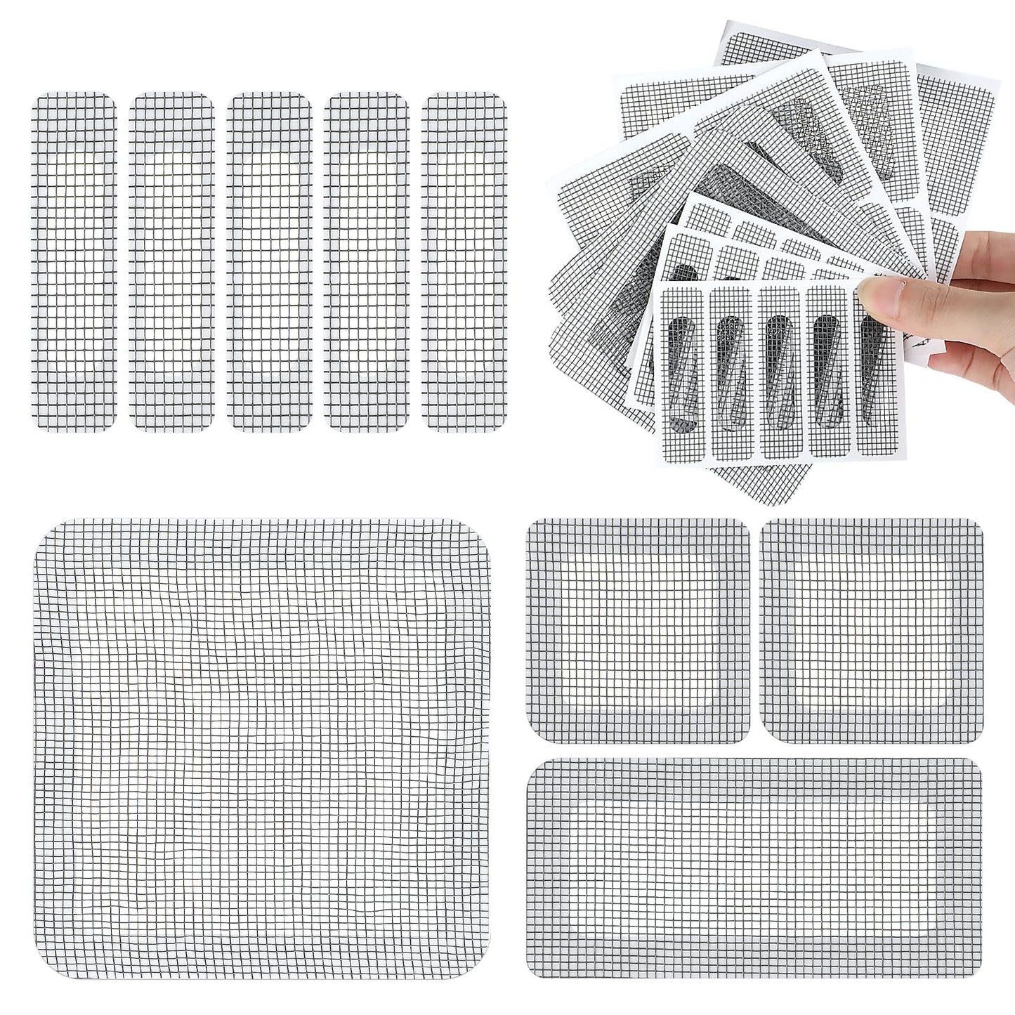 GEEHUA 58PCS Window Screen Repair Tape Various Styles of Breathable Screen Window Repair Kits Strong Adhesive Screen Patch for Window and Screen Door Sliding Screen Door Replacement