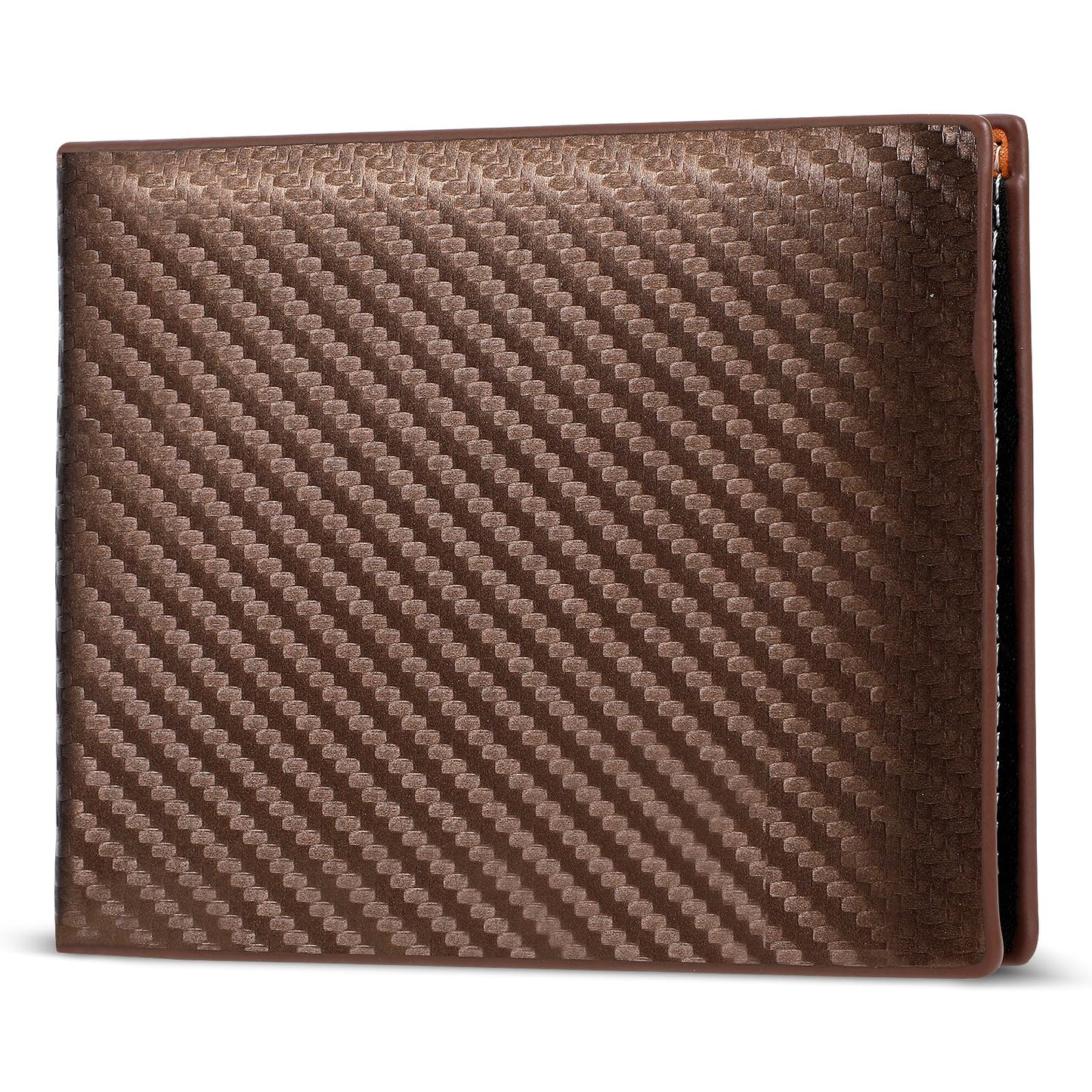 simarro Carbon Fiber Wallet for Men, Leather Wallet and Bifold Wallet Money Pocket Minimalist Design Wallets Portable Short Wallet Large Capacity Coin Purse with ID Window Card Case (Brown)