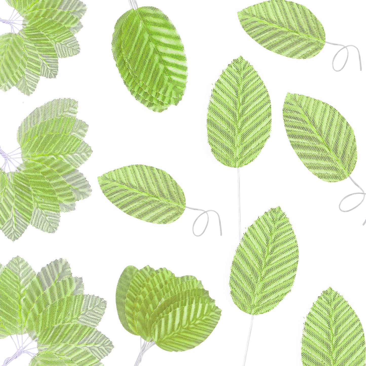 Giantree 200 Pcs Artificial Silk Leaves, Artificial Fake Leaves with Stems Crafts Fake Faux Wired Single Leaf for DIY Crafts Floral Arrangements Home Kitchen Wedding Garland Party Decorations (Green)