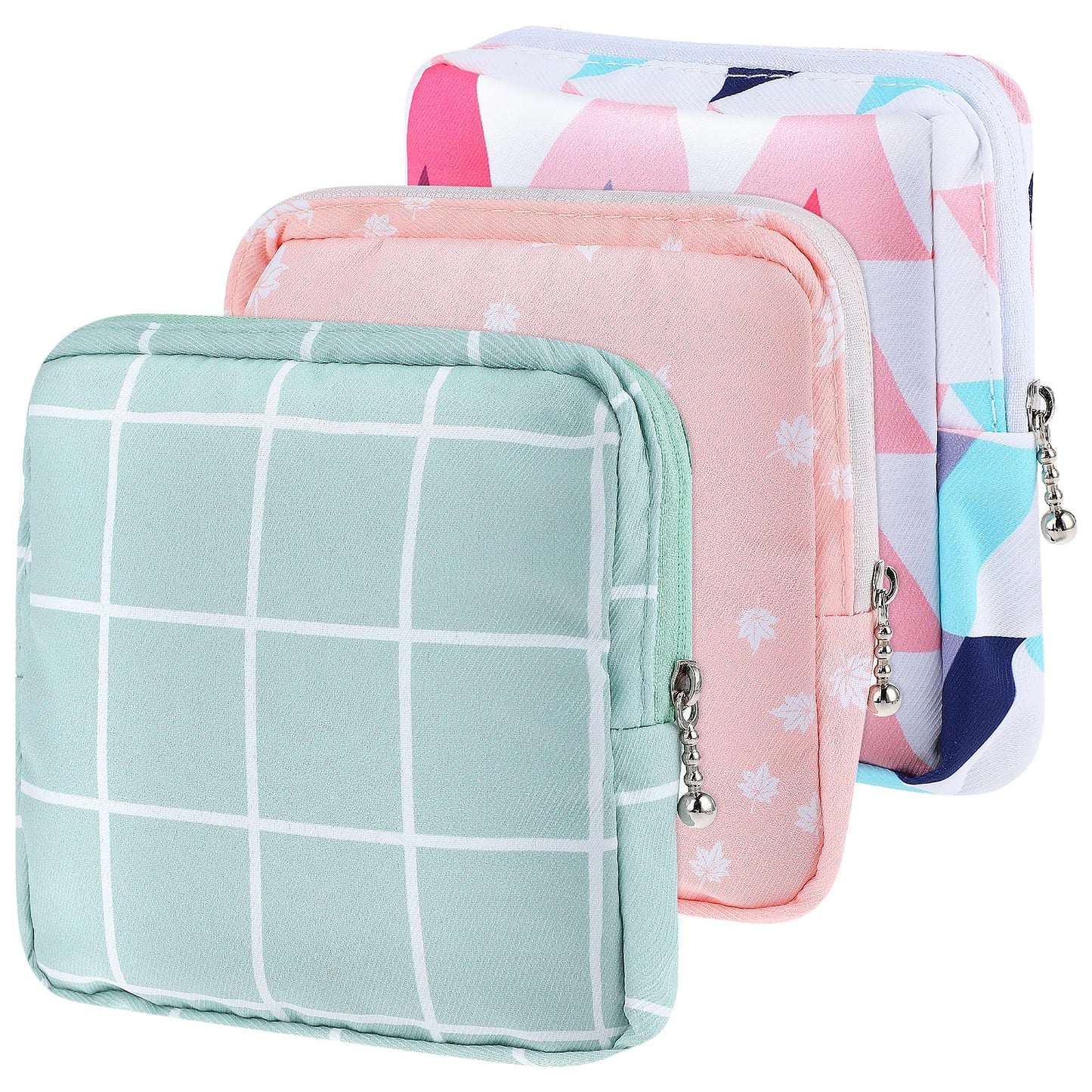 TIESOME 3Pcs Sanitary Napkin Storage Bag,Cotton Menstrual Cup Pouch Portable Period Holder Bag Tampon Holder Menstruation First Period Bag Pad Pouch Period Kit Bag for Women Teen Girls School Supplies