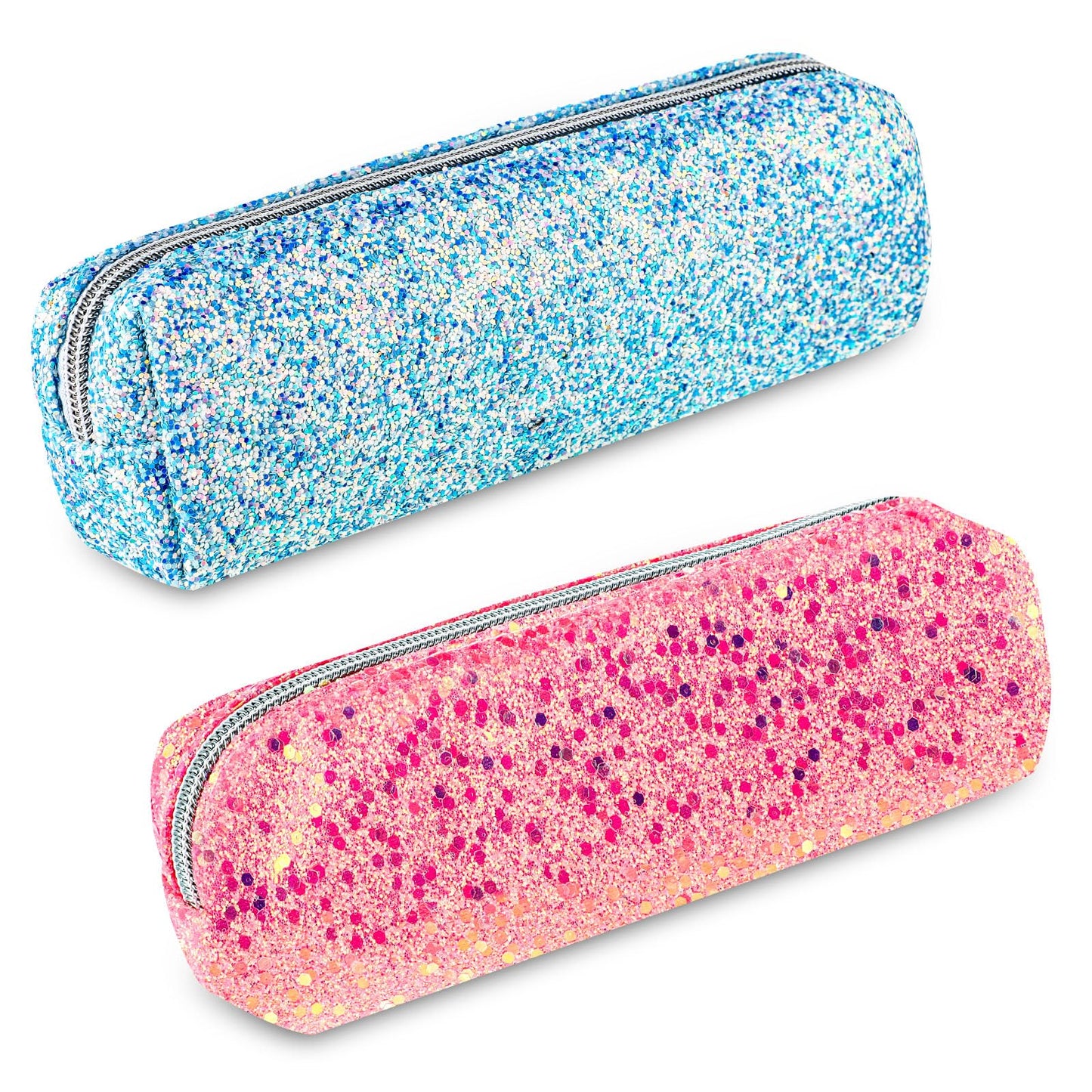 Andibro Small Pencil Pouch for Girls, Glitter Pen Pencil Case Cute Pencil Organizer Lovely Slim Pencil Bag Shinning Zipper Storage Bag for Women Men Aesthetic School Supplies(B)