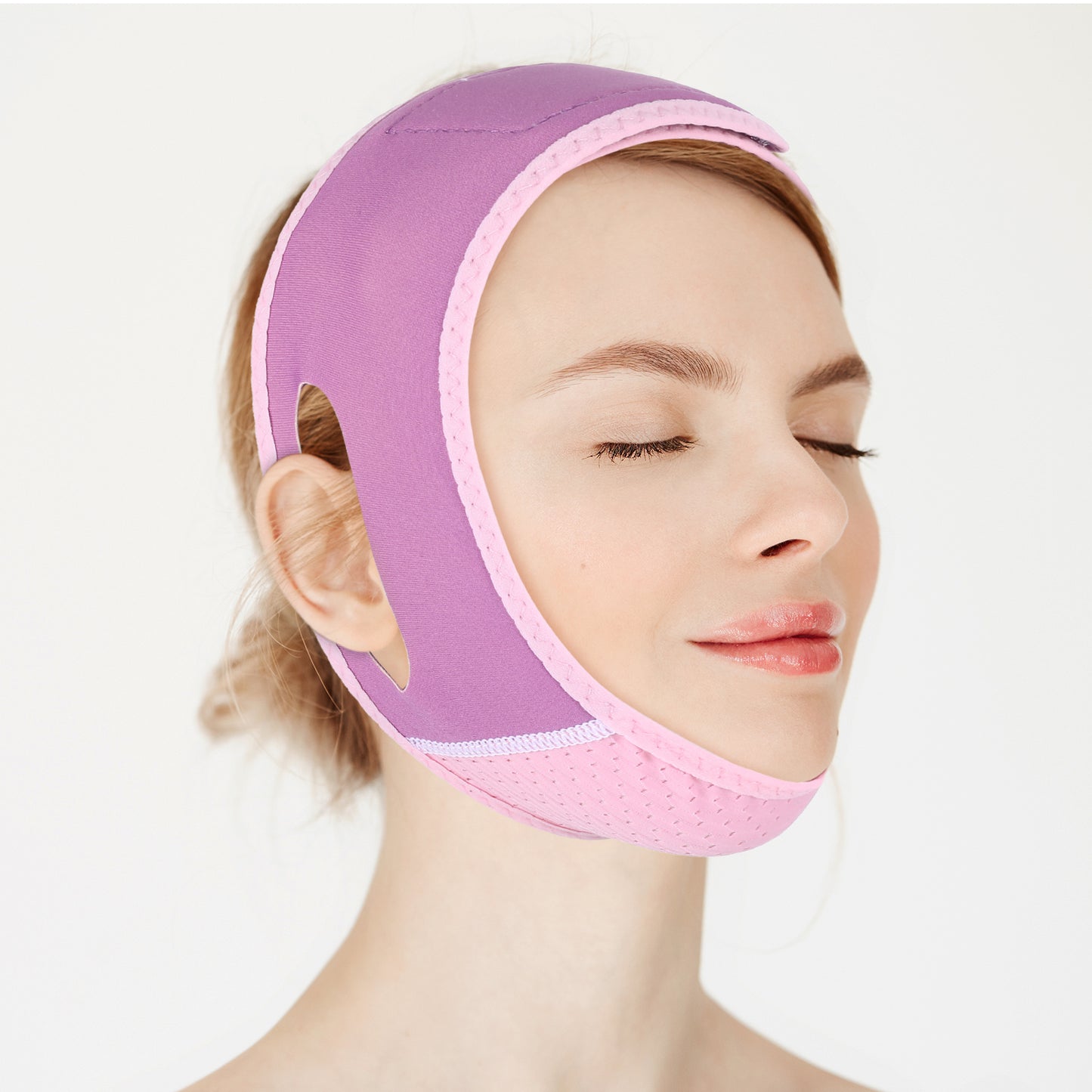 Yuanchu V Line Lifting Mask Chin Strap for Sleeping, Double Chin Eliminator, Jaw Exerciser, Jawline Shaper, Face Lift Device, Skin Care Tools Gift(Purple)