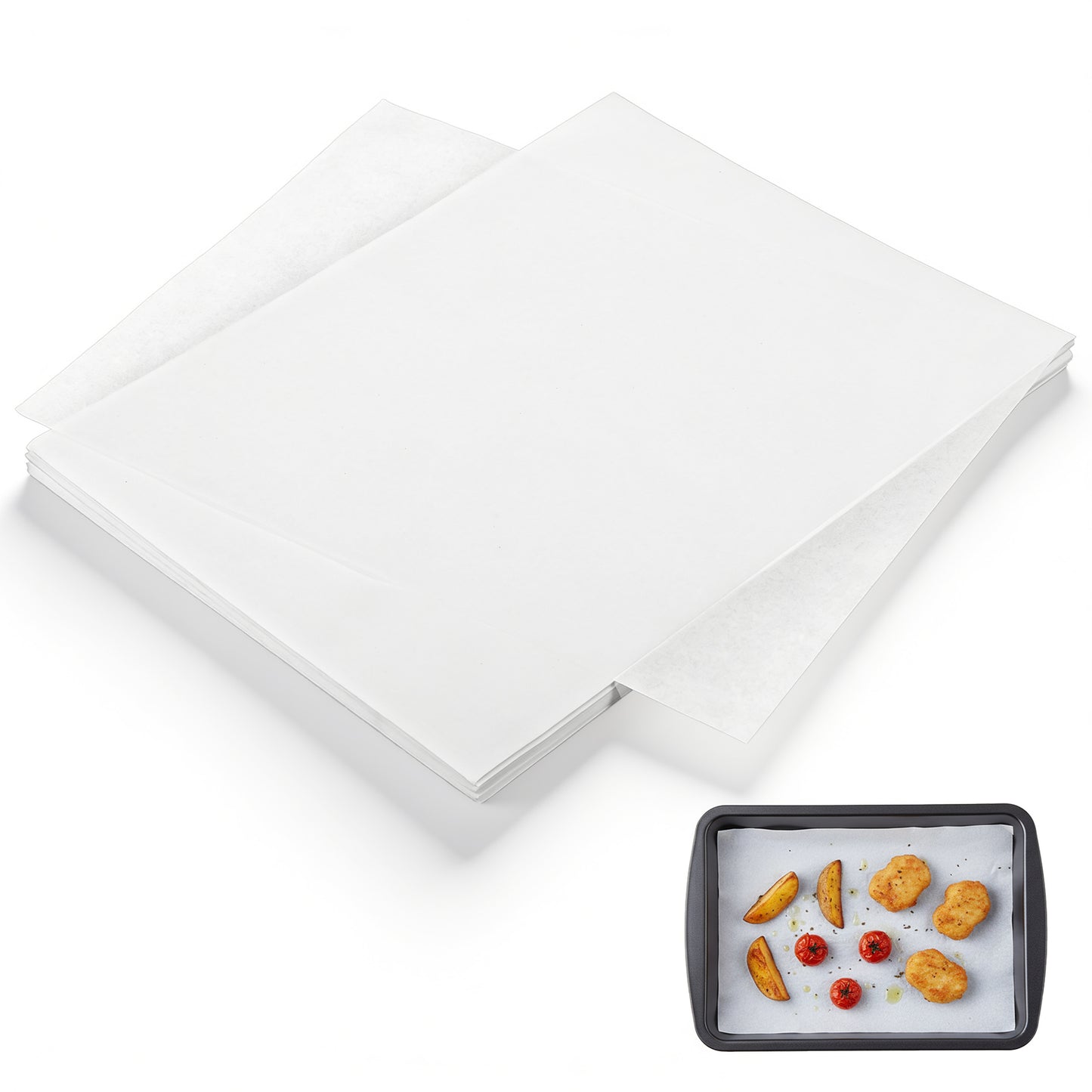 DOPENSPI 100 Pcs Precut Parchment Paper,19.6x15cm Greaseproof Paper Sheets Baking Papers Non-Stick Waterproof Greaseproof Papers for Cooking Grilling Wrapping