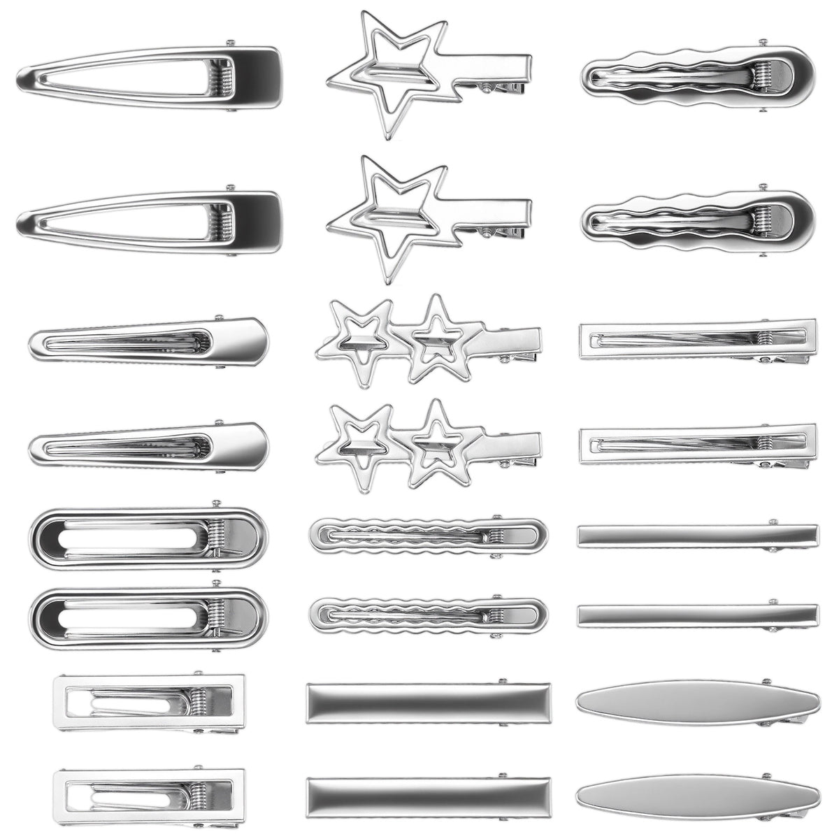 BOHUIZ 24 Pcs Silver Hair Clips for Women