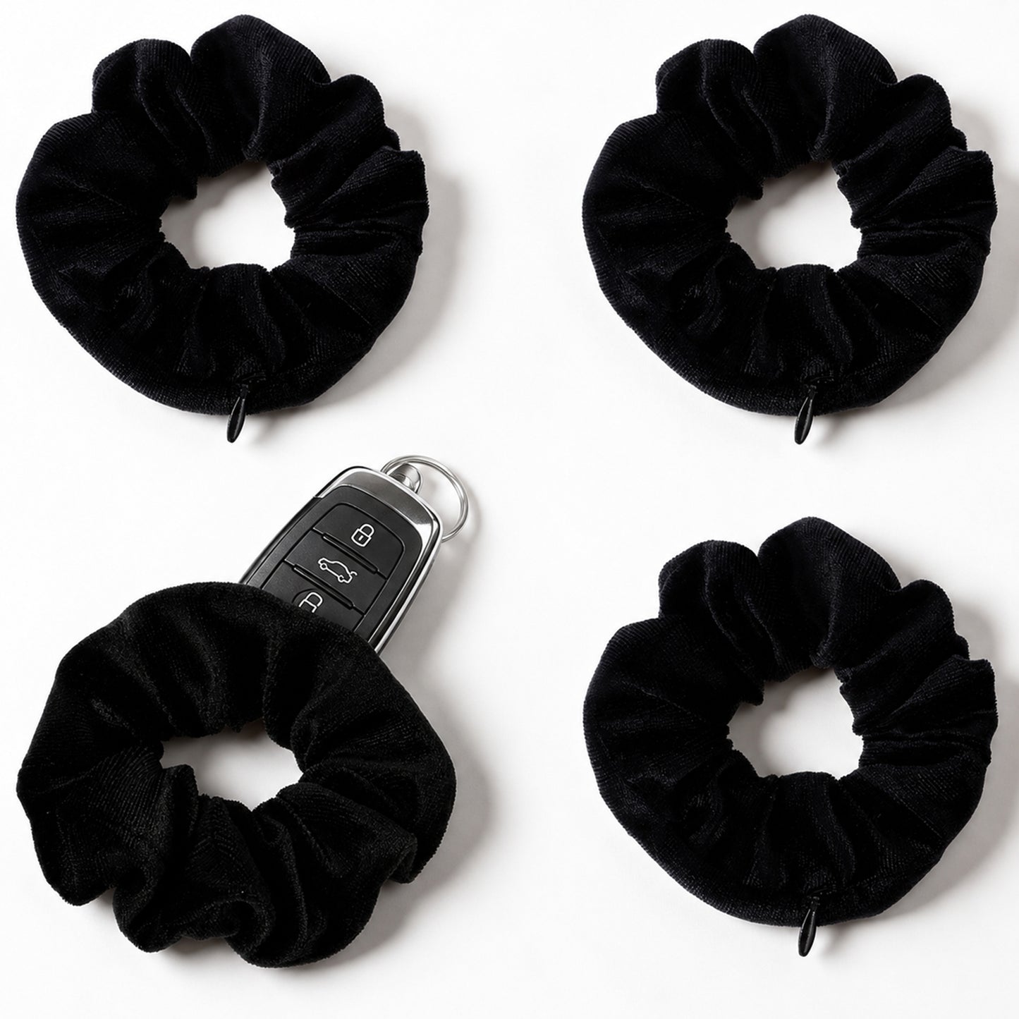 GEEHUA 4PCS Black Scrunchie, Scrunchie with Zip Pockets