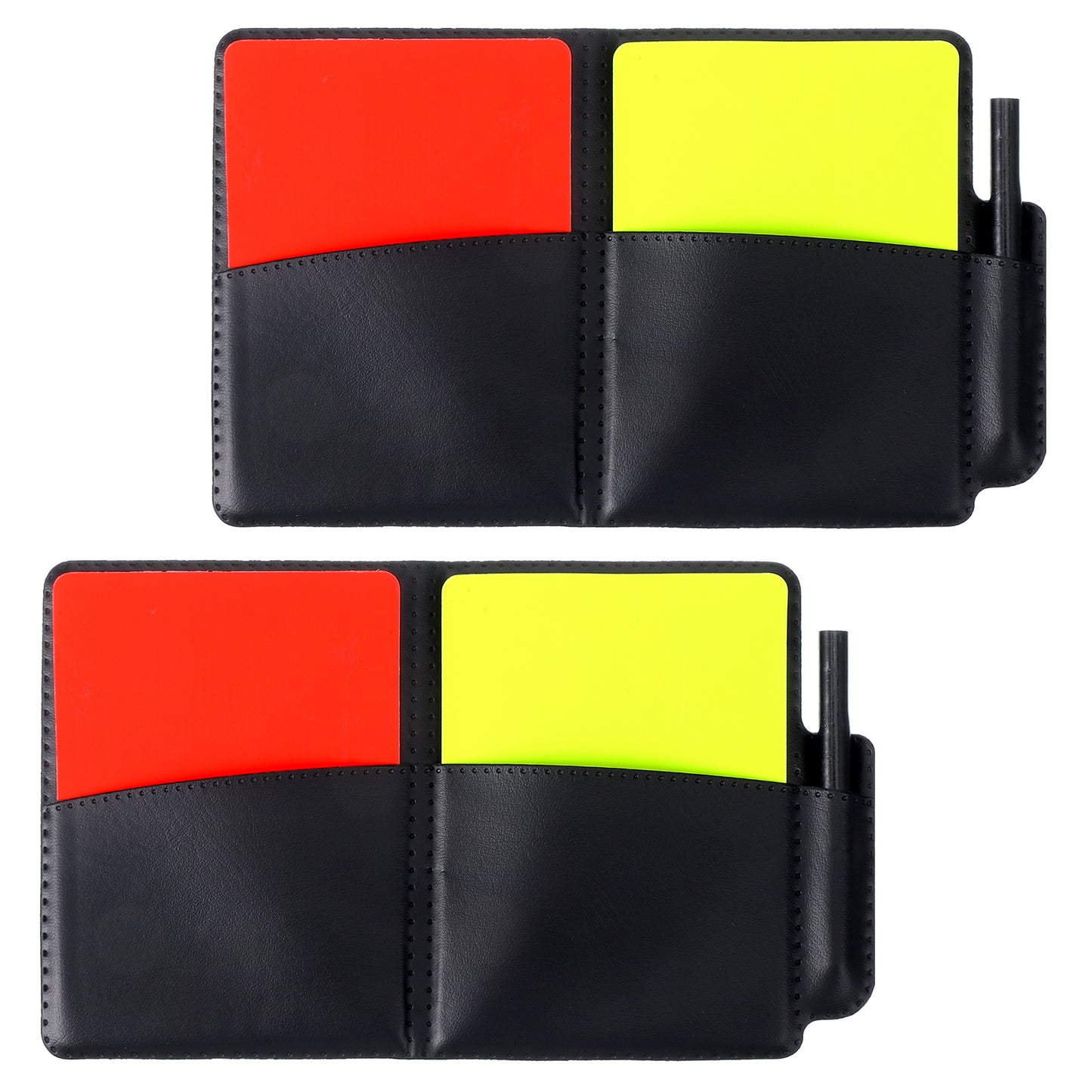 TIESOME 2 Sets Soccer Referee Cards, Red and Yellow Cards with Leather Case, Recording Papers & Pen, Referee Accessories Kit For Volleyball, Football, Baseball, Rugby, Ideal Coaches Equipment