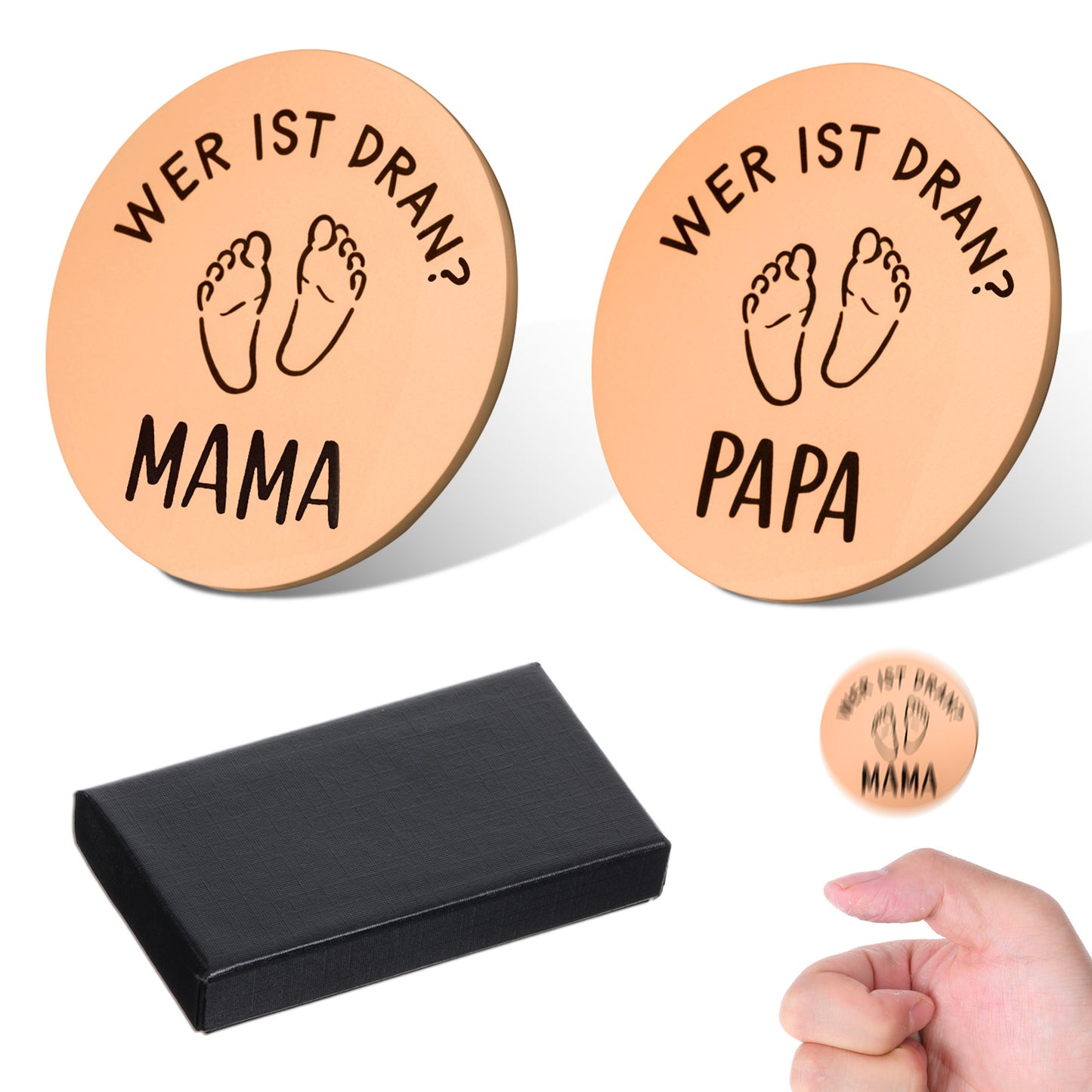 simarro New Parents Decide Coin, Double-Sided Coin Gifts with Gift Boxes, Funny Baby Coin Flips Gifts, New Baby Gifts for New Moms, New Dads, Pregnant Women Christmas and Thanksgiving Gifts(Rose Gold)