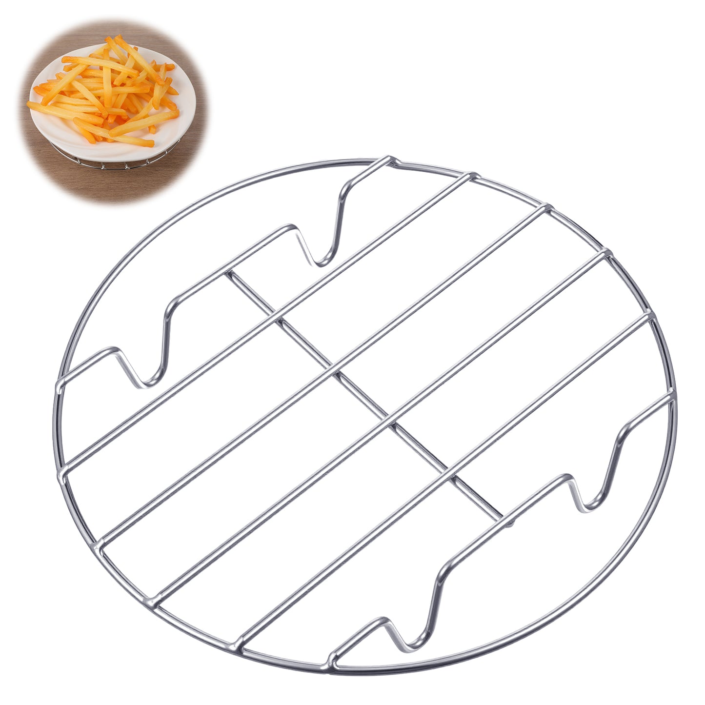 XLIUAX Round Steamer Rack, 304 Stainless Steel Steaming Rack Steamer Plate for Pressure Cooker Air Fryer Pot Cooking Cooling Steaming Baking Roasting(7.8 Inch)