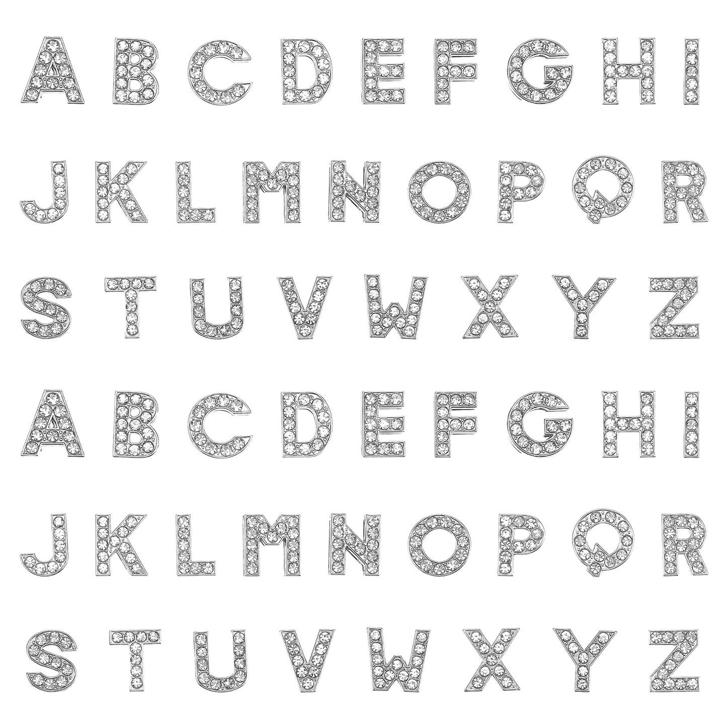 TIESOME 52PCS Silver Full Rhinestone Alphabet Charms, 8mm Slide Letters A-Z Charms for DIY Jewelry Making Bracelets Necklaces Crafts