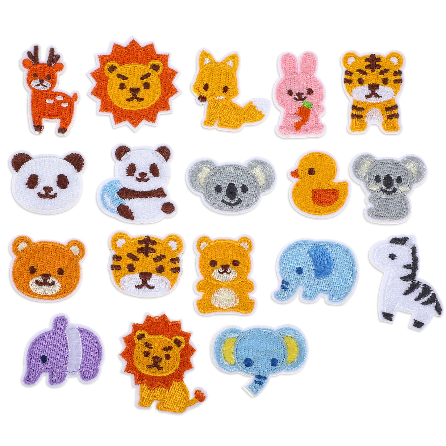 DOPENSPI 18 Pcs Cute Animal Iron On Patches, Colorful Embroidered Applique Stickers DIY Sew On Repair Patch Self-Adhesive Fabric Repair Patches for Clothes Jeans Jackets Hats Backpacks