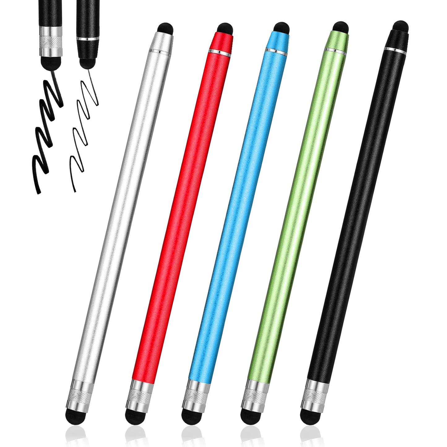 IANFAN 5 Pcs Stylus Pens for Touch Screens, Universal 2 in 1 Rubber Stylus Pen Tablet Pen Capacitive Touch Screen Pens for Pad Tablets Smartphones