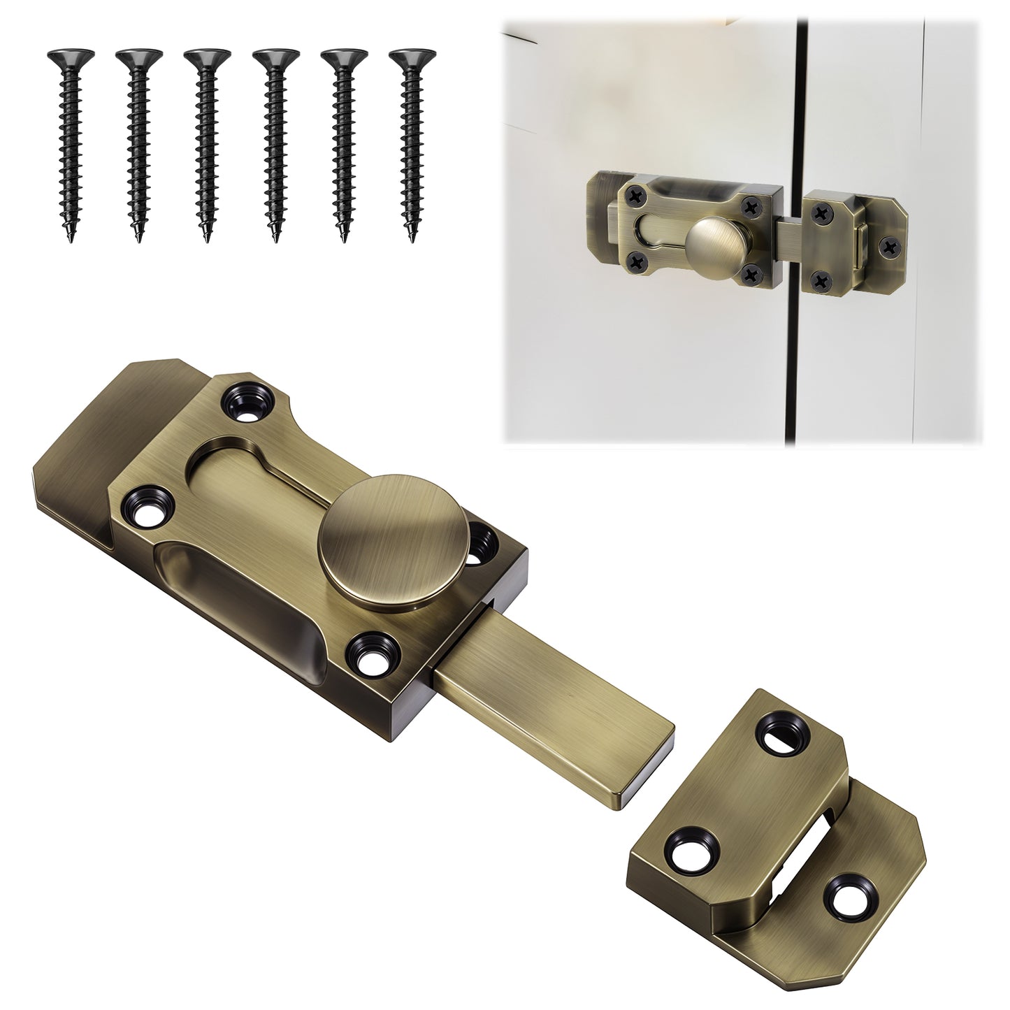 Yuanchu Barrel Slide Door Bolt, Door Lock Bolt Bolt Door Lock Slide Lock Metal Gate Latch Zinc Alloy Slide Bolt Latch 3" Thickened Heavy Door Latch Lock