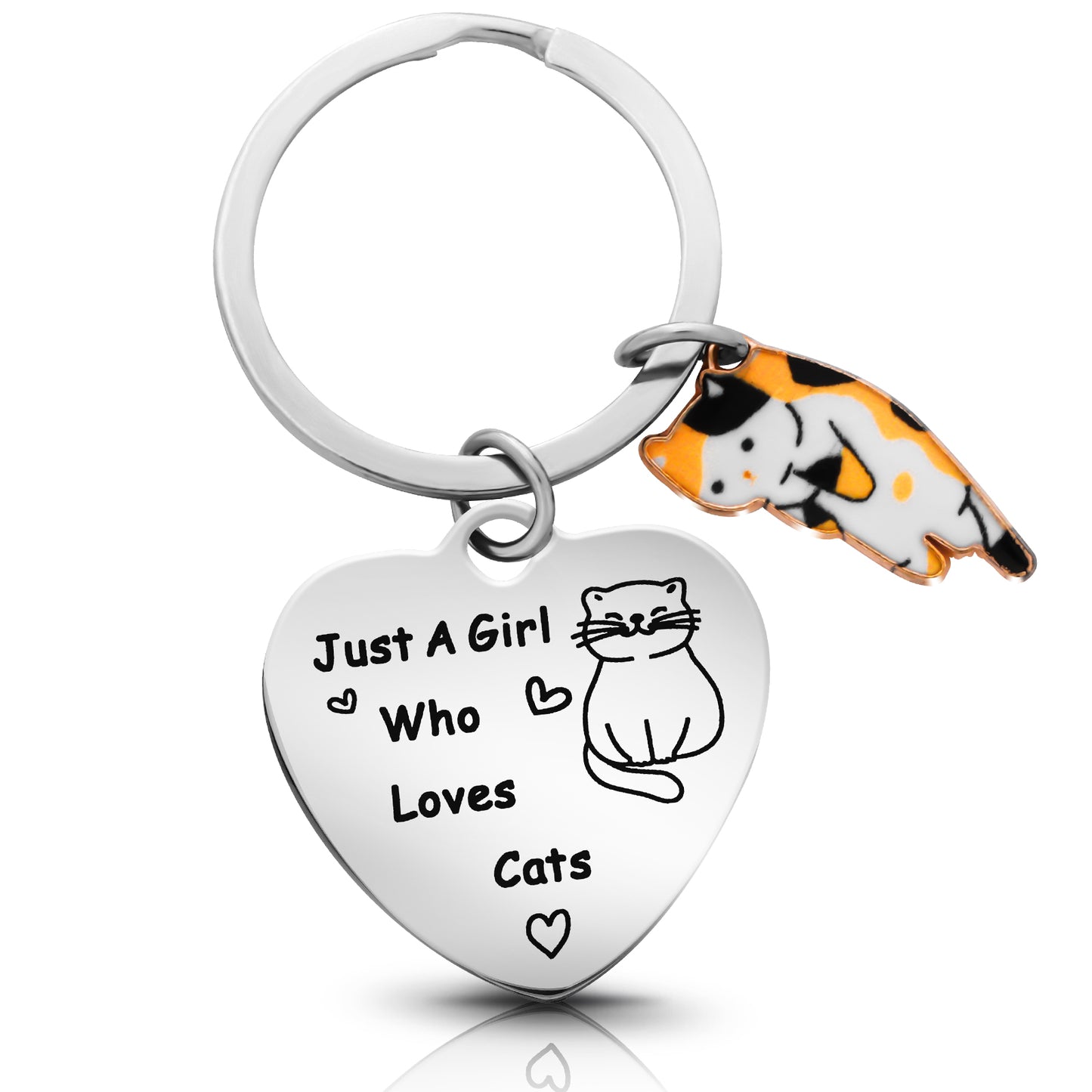 Molain Cat Keyring Funny Keyring Gifts Cat Lover Gift Just A Girl Who Loves Cats Cat Lover Gift for Women Girls Who Loves Cats Keyring with Cartoon Cat Pendant for Cat Lovers