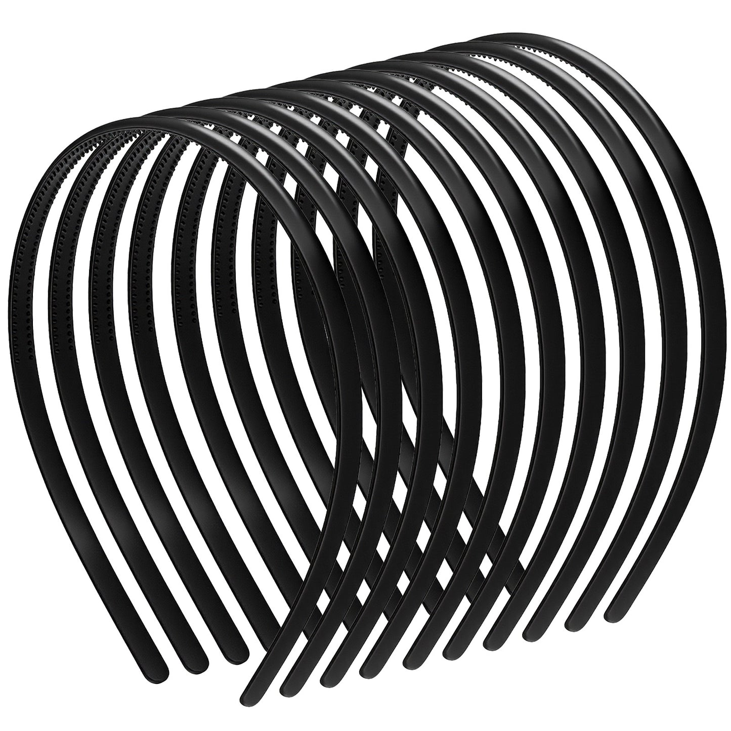 HJZHII 10 Pcs Plastic Headband, Black Non-Slip Headbands for Women Plastic Plain Thin Headbands with Teeth for Women Girls(8 mm)