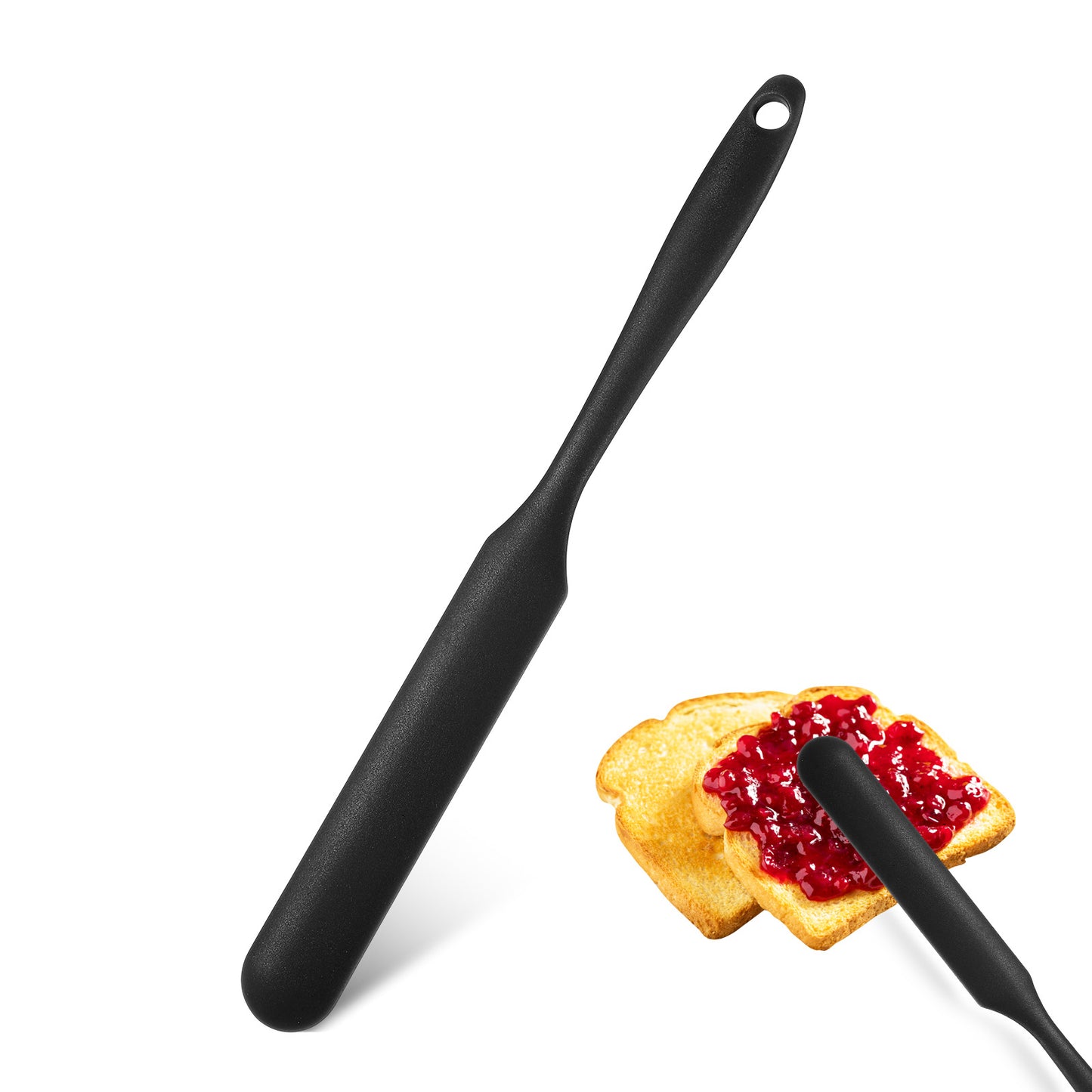 Simarro Baking Scraper Silicone Jar Shovel Heat Resistant Kitchen Long Handle Scraper, Scraper Jar Shovel Cake Cream Butter Scraper Mixing Scraper, for Scraping Icing Sugar, Bread Cream, Jam (Black)