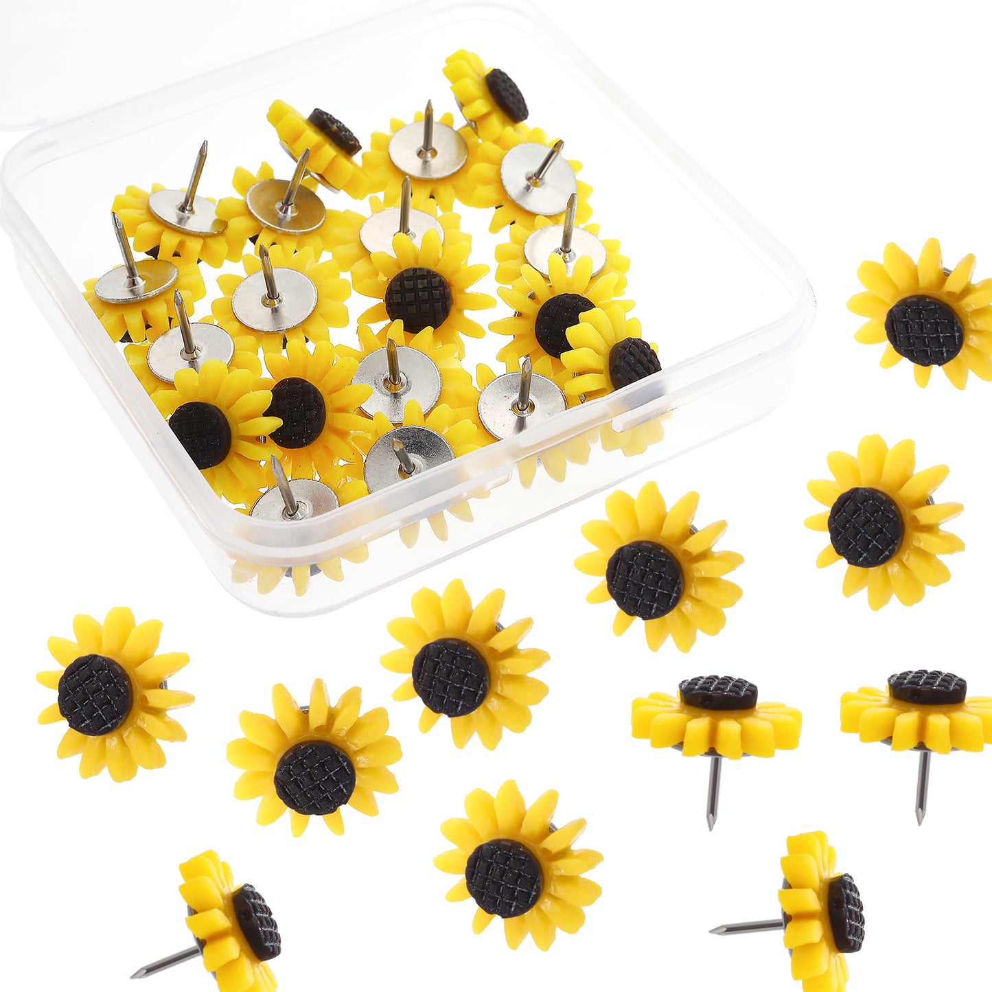 Molain Push Pins, Sunflower Thumbtacks Decorative Tacks and Push Pins Cork Board Tacks for Photos Wall Drawing PaperBulletin Boards Cork Boards Offices Schools Thumb Tacks (20Pcs)