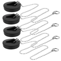 TIESOME 4 Pcs Universal Sink Plug with Chain, Bathroom Sink Plug Replacement Drain Stopper for Bathroom Kitchen Rubber Bath Plug with Stainless Steel Chain (Size 1.57in To 1.77in, Chain 16.5in)