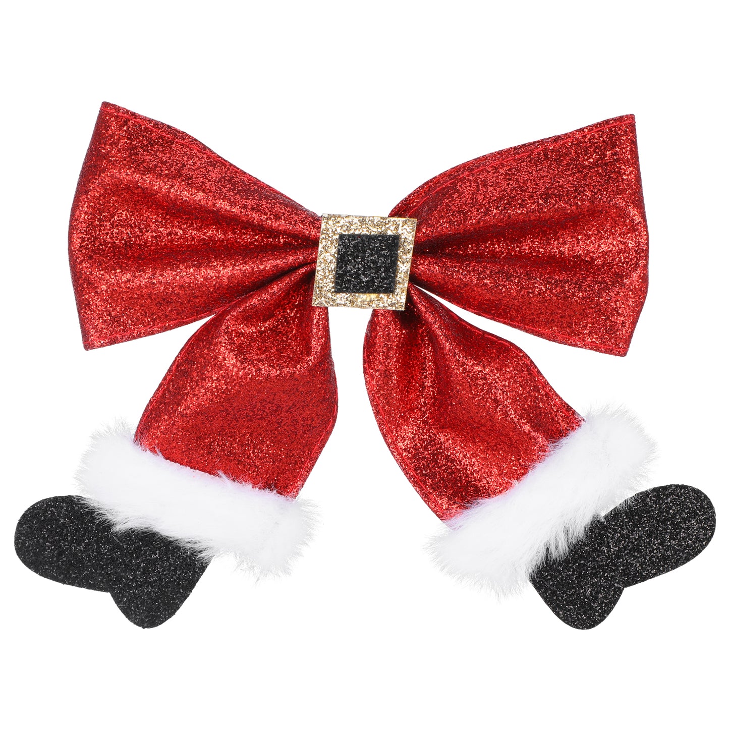 Amabro Christmas Bow Hair Clip, Big Glitter Christmas Stocking Hair Pin Cute Bling Red Bow Hair Barrette for Xmas Party Festive Costume Hair Accessories Gifts Women Girls