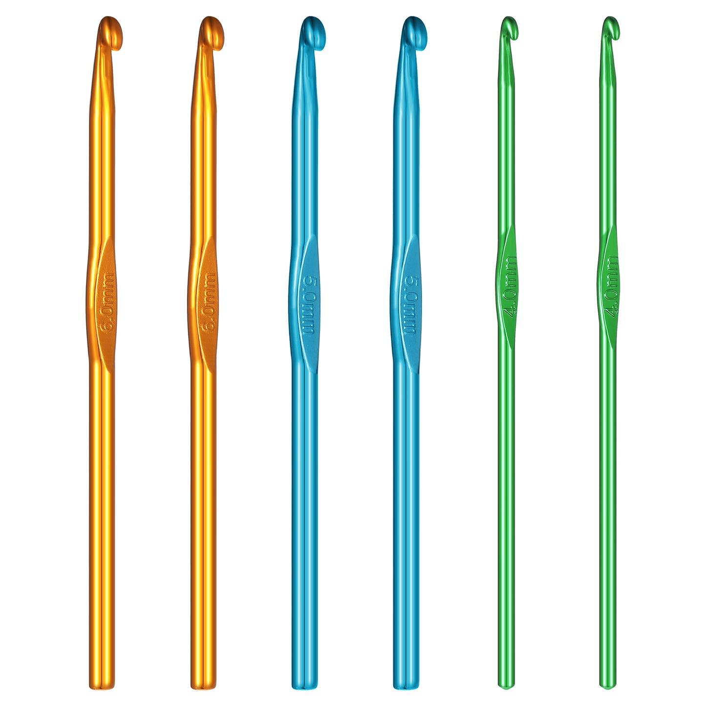 JIYIN 6 PCS Crochet Hooks, Aluminum Crochet Hooks 4 Mm 5 Mm 6 Mm Crochet Hook Crochet Needles for Beginners Knitting Needles Craft Yarn for Knitting Scarf Large Crochet Hooks for Hand Crochet