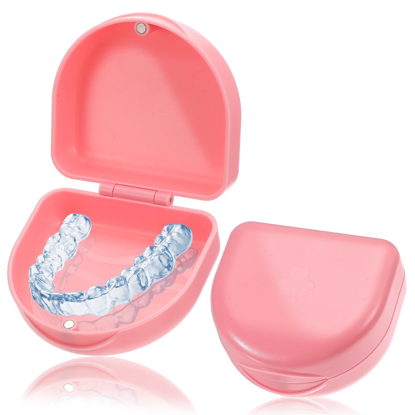 HJZHII Retainer Case Denture Box, Mouth Guard Case, Orthodontic Dental Case Magnetic Slim Braces Case Teeth Aligner Case Portable Gum Shield Box Night Guard Case Container Storage Holder (Pink)