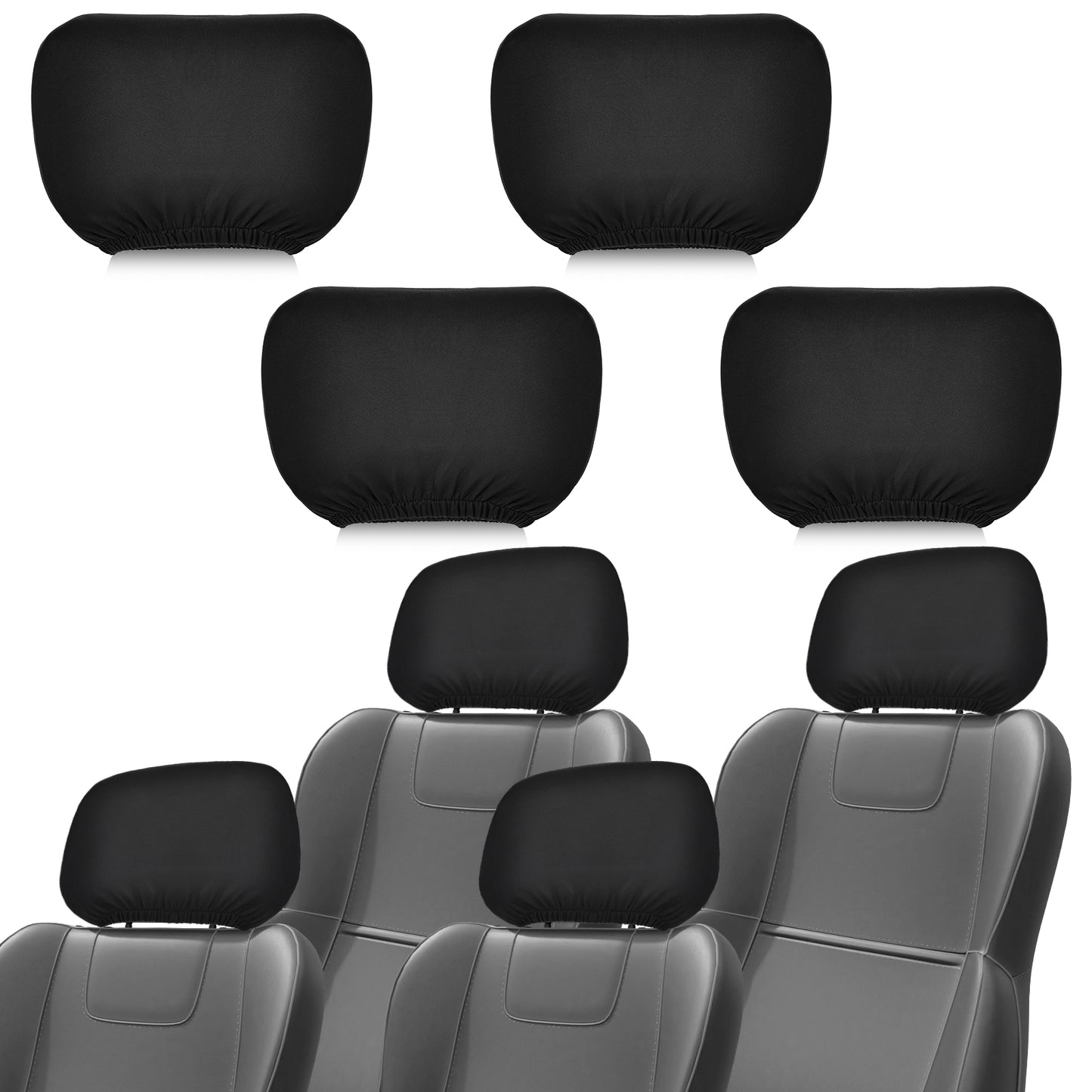 JIEYAO 4 Pcs Universal Car Headrest Cover, Reusable Car Head Rest Protector, Breathable Fully Surrounded Simple Dust Cover Fabric Head Rest Coverings Automotive Seat Covers Accessories for Most Cars