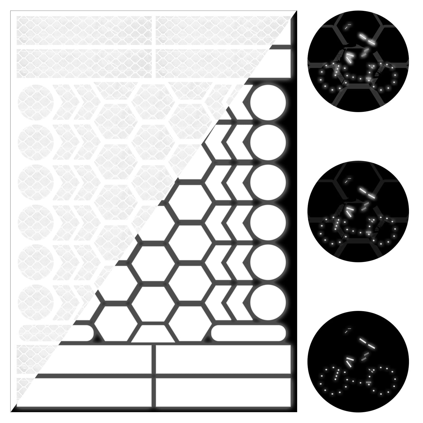 DOPENDPI 67PCS Black Reflective Tape, Reflective Stickers for Helmet Motorcycle Helmet Decals Motorcycle Helmets Stickers Night Visibility Safety Decal for Night Riding Waterproof(white)