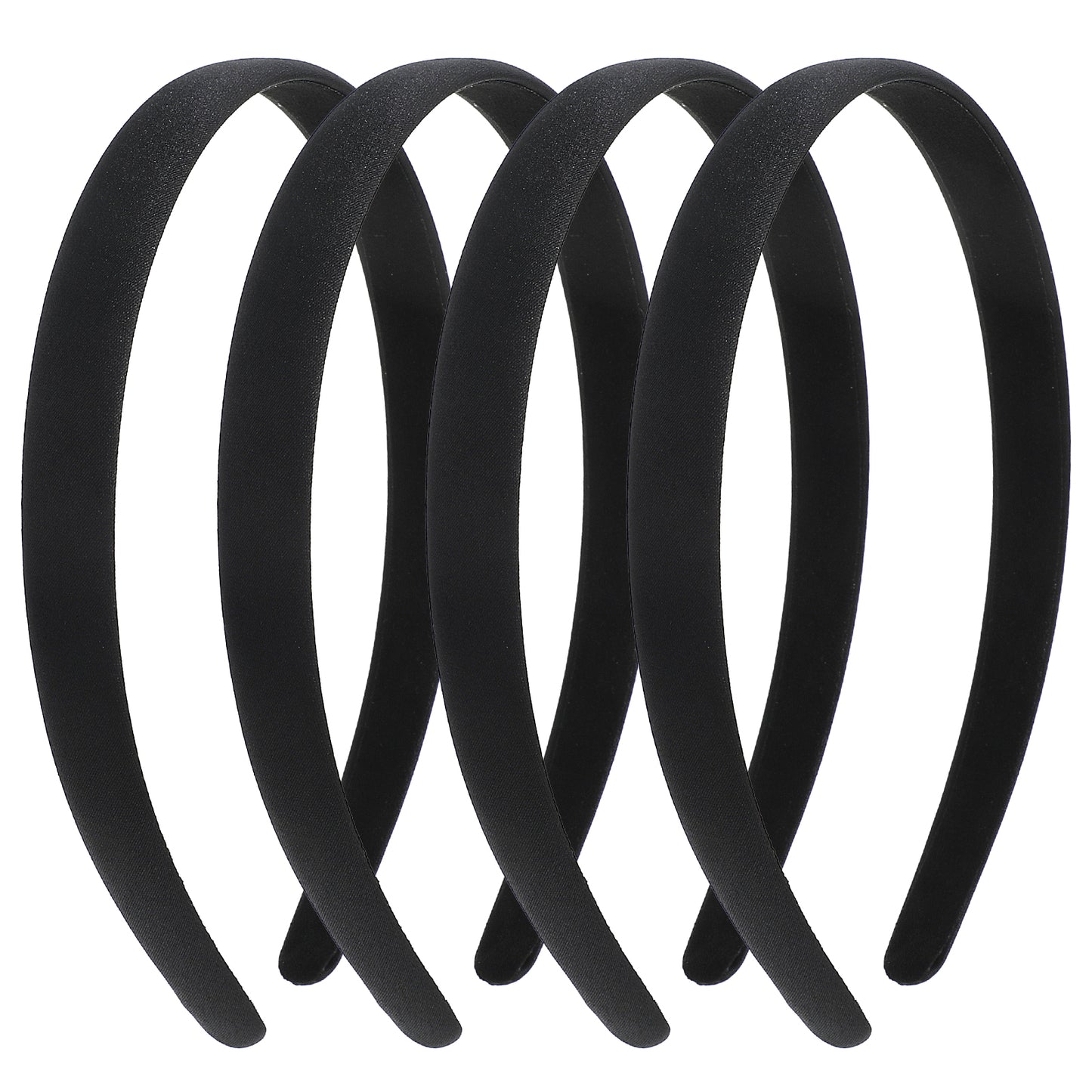 JIYIN 4 Pcs Satin Black Headbands for Women, Plain Wide Hair Band Fashion Solid Hairband Non-Slip Elastic Hoops for Women Girls Cosplay Christmas Valentine's Day Gifts